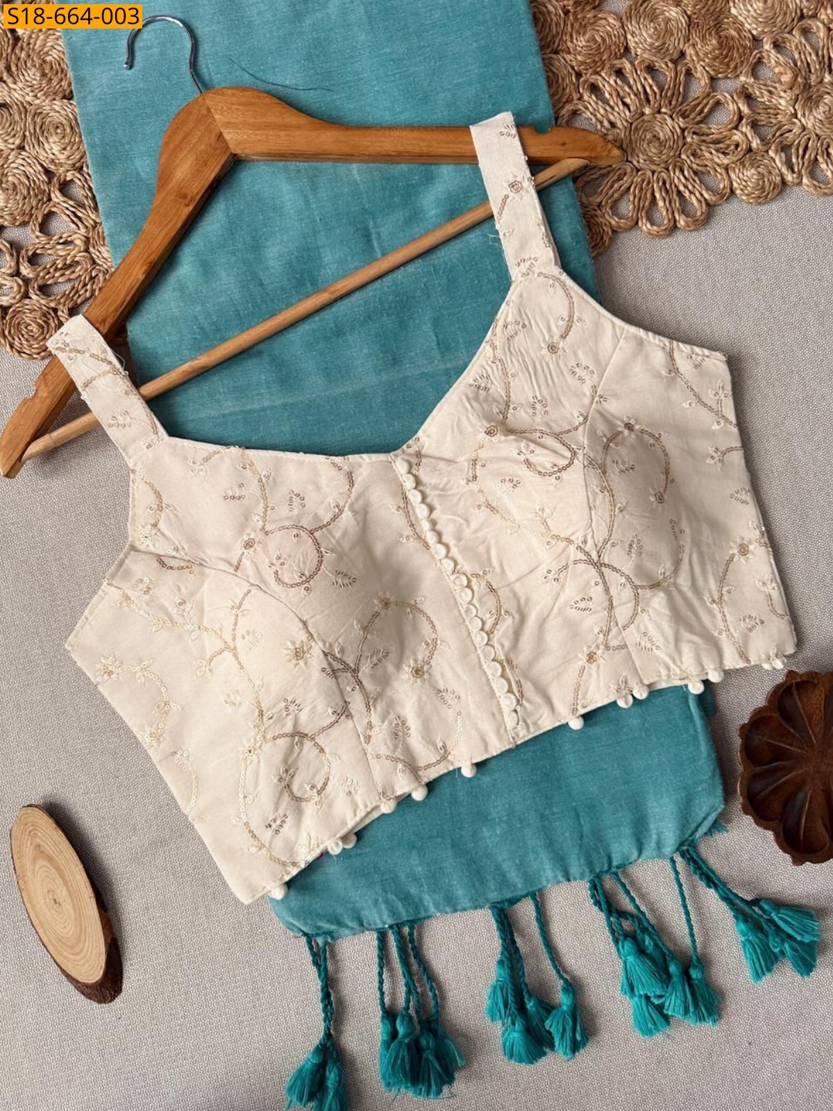 Sky Blue Khadi Cotton Saree