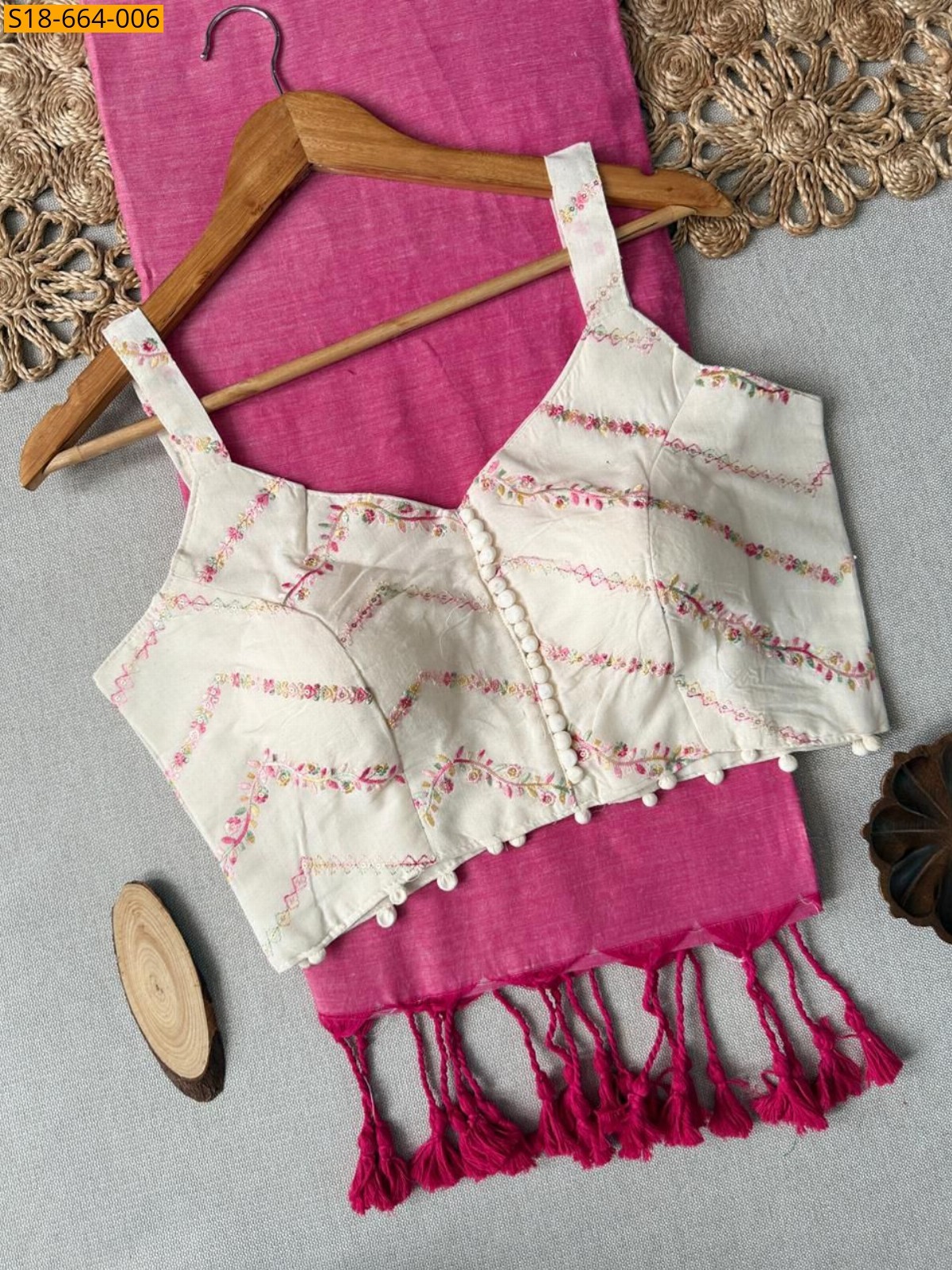 Baby Pink Khadi Cotton Saree