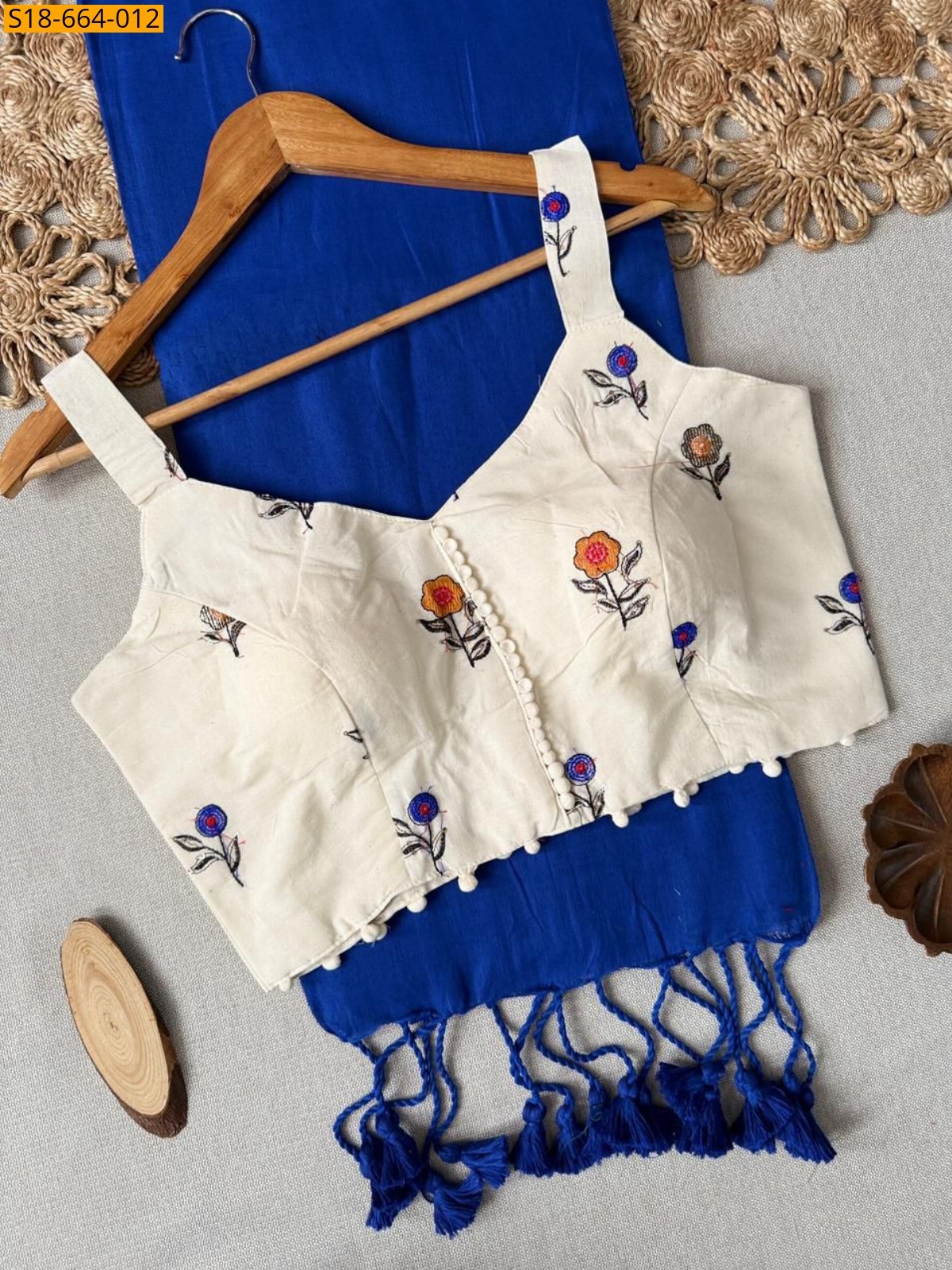 Royal Blue Khadi Cotton Saree