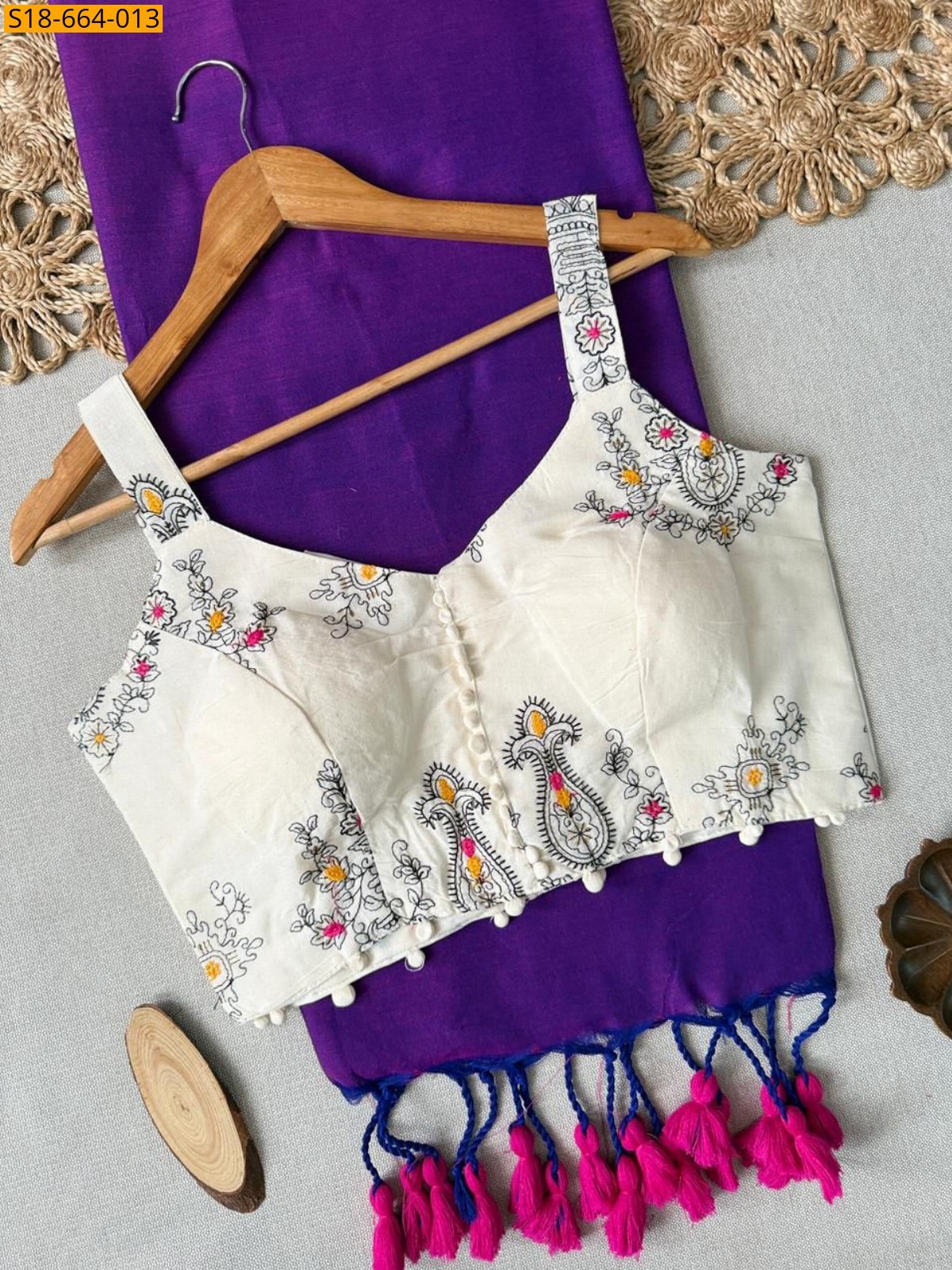 Violet Khadi Cotton Saree