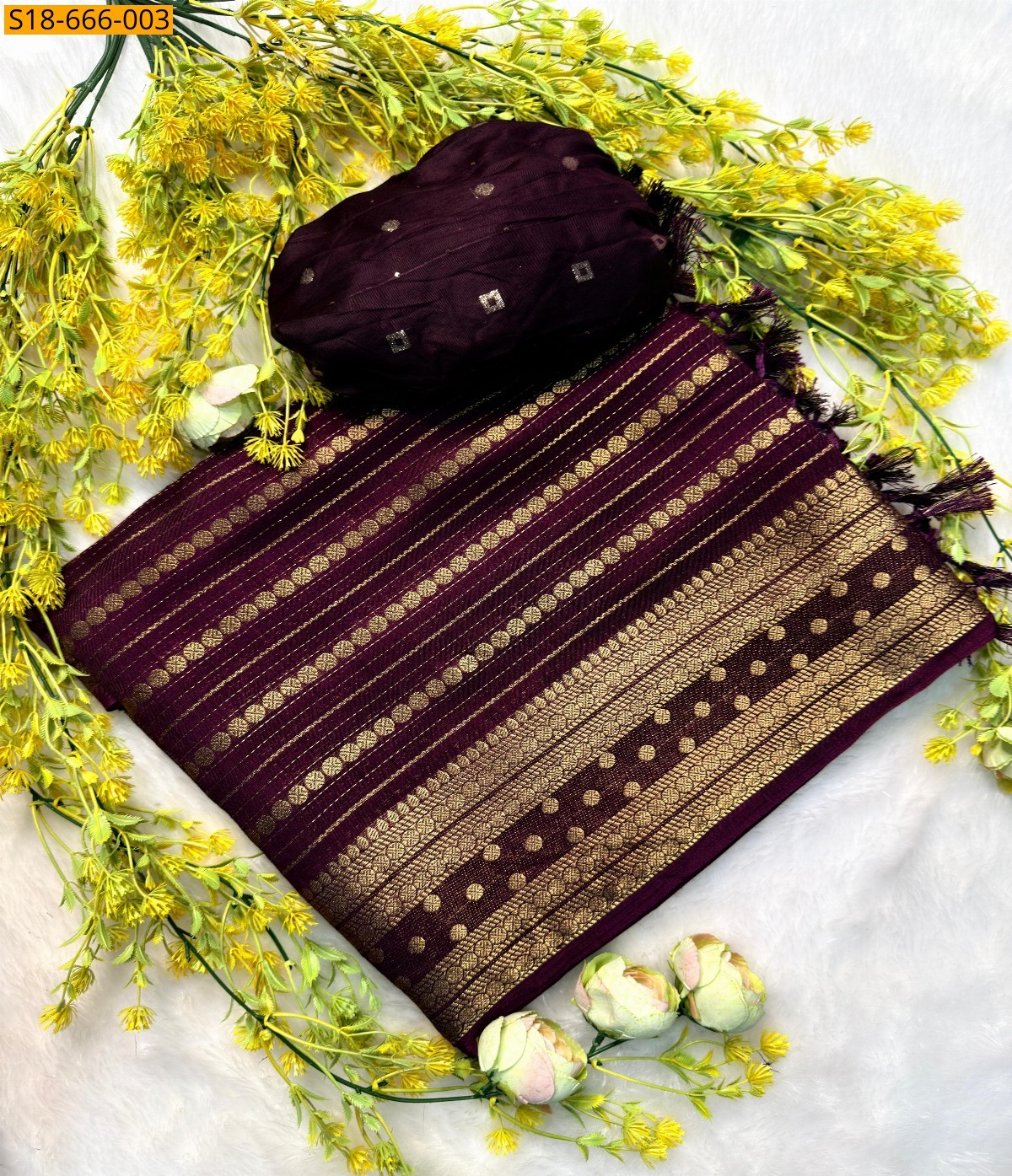 Maroon Soft Dola Silk Sarees