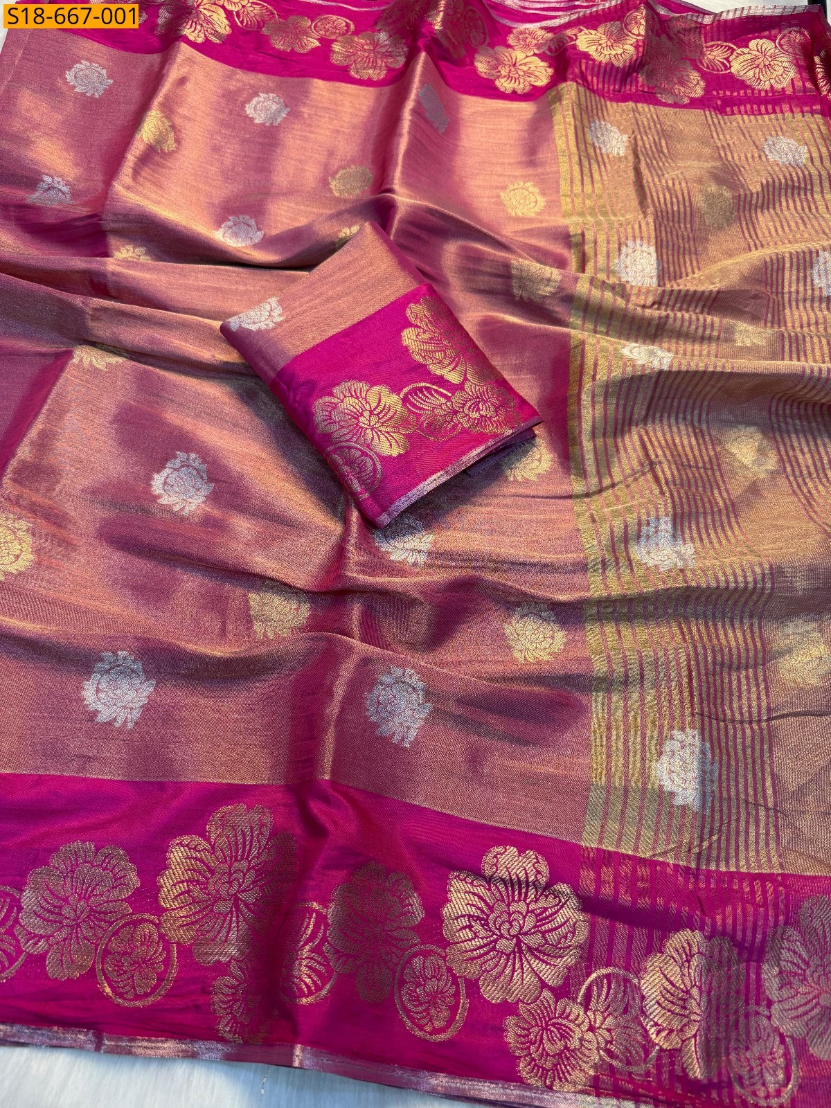 Pink Soft Tissue silk saree