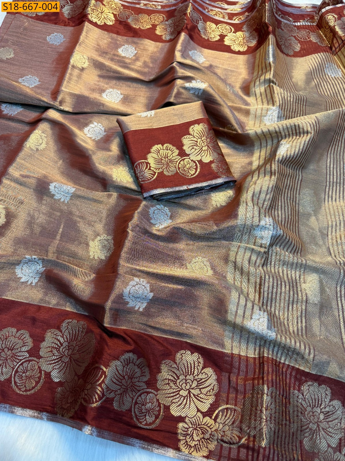 Maroon Soft Tissue silk saree