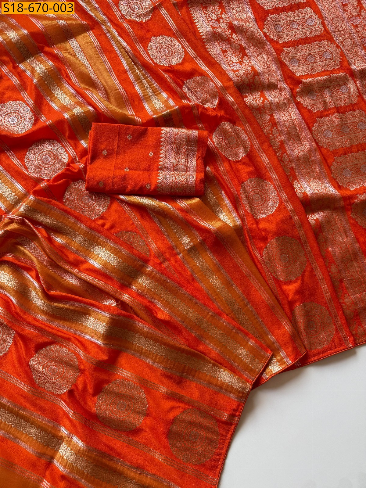 Orange Chinya Viscose Georgette Sarees