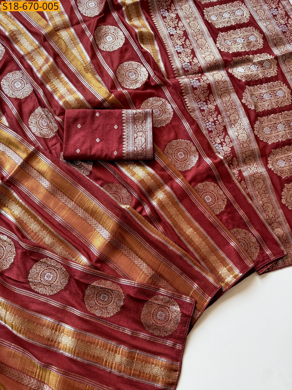 Maroon Chinya Viscose Georgette Sarees