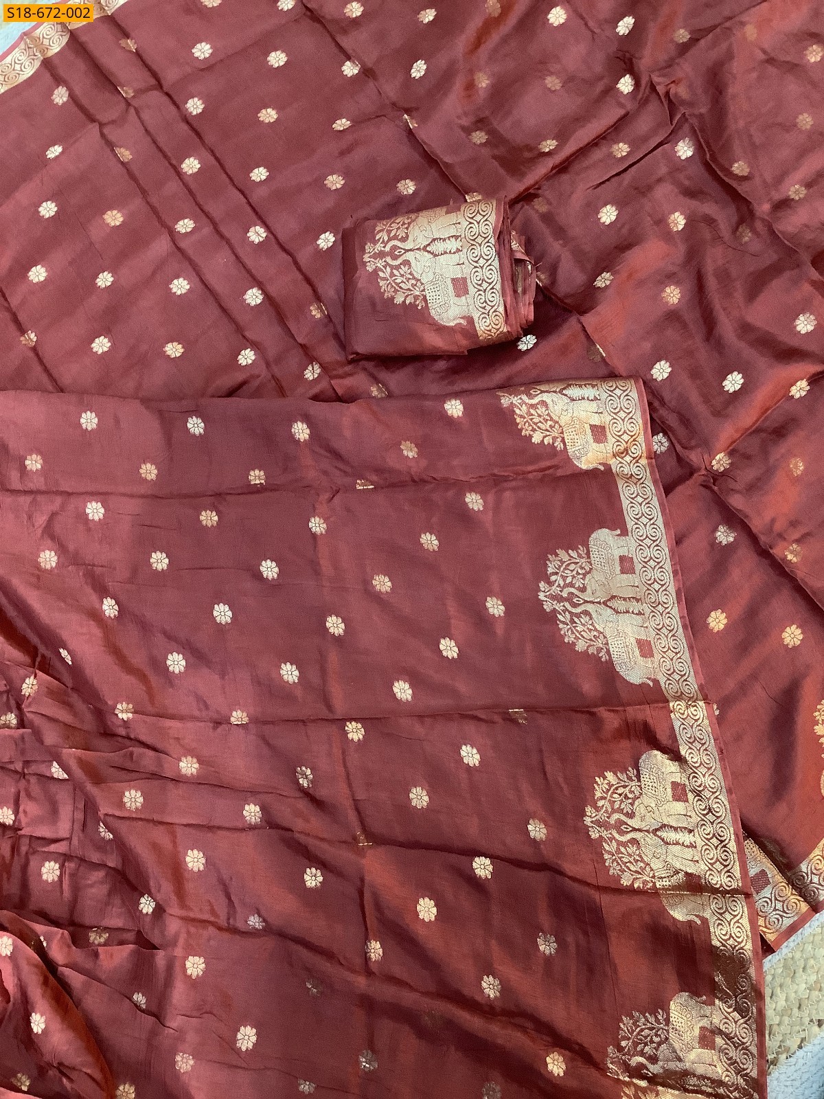Dark Brown Fancy Muslin Silk Saree