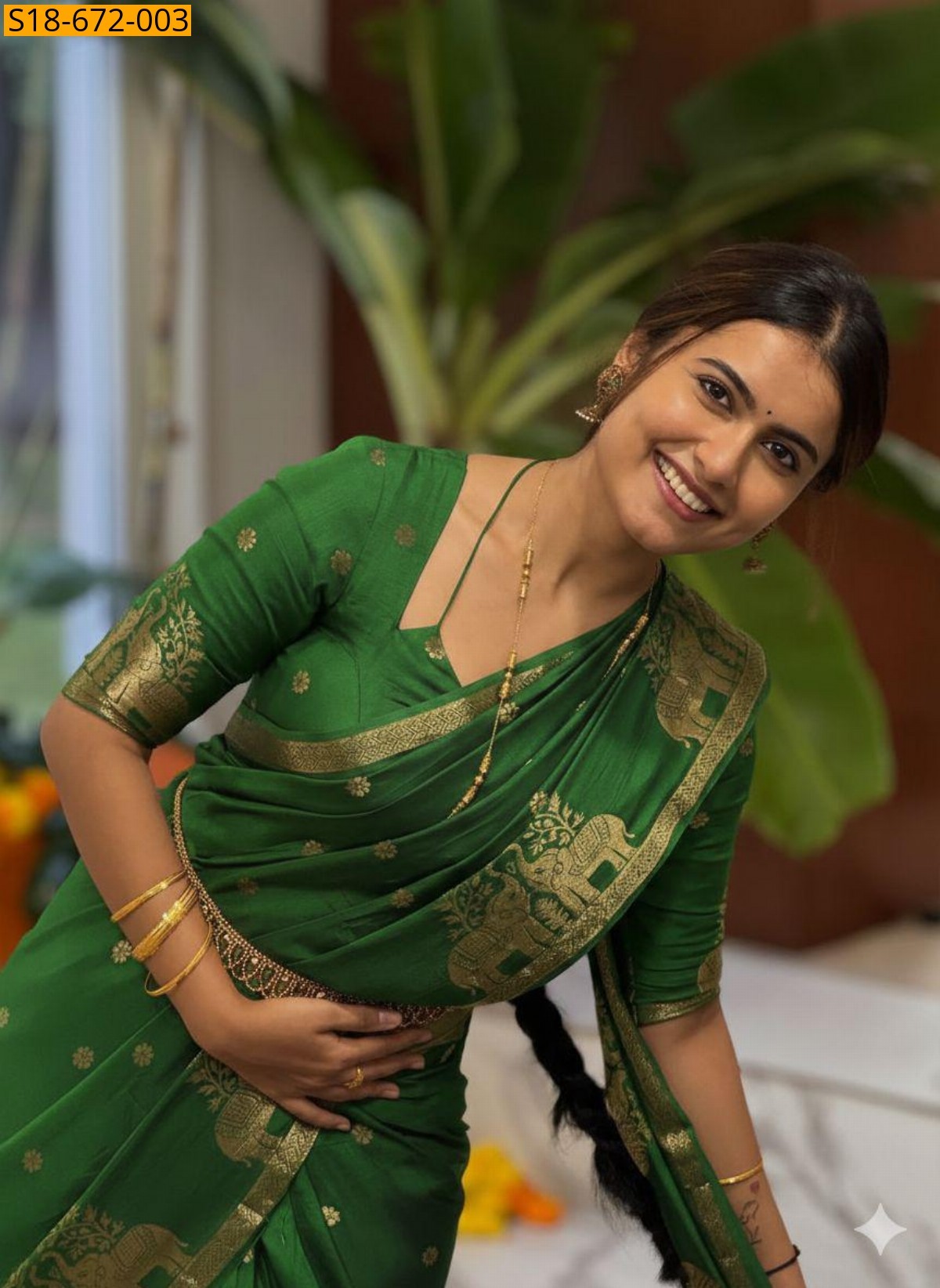 Green Fancy Muslin Silk Saree