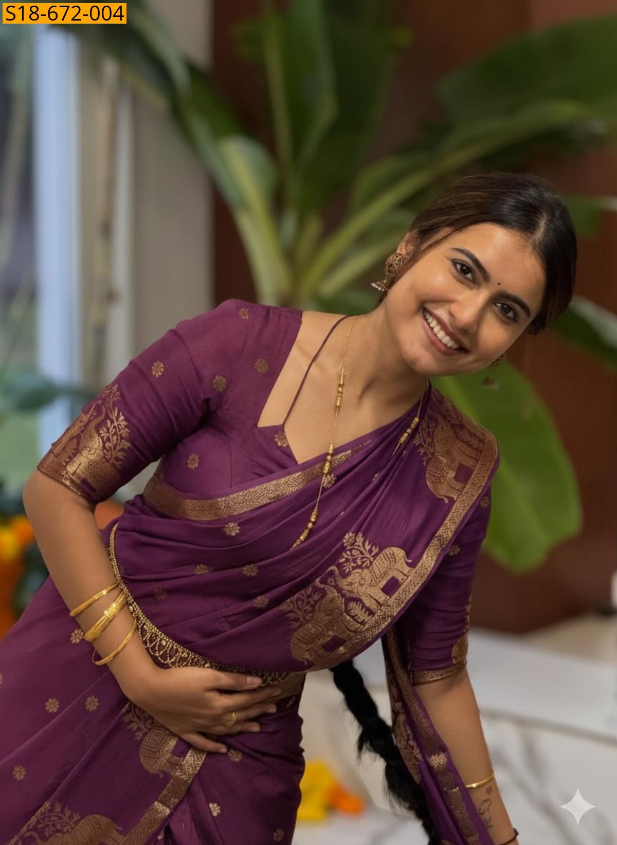 Wine Fancy Muslin Silk Saree