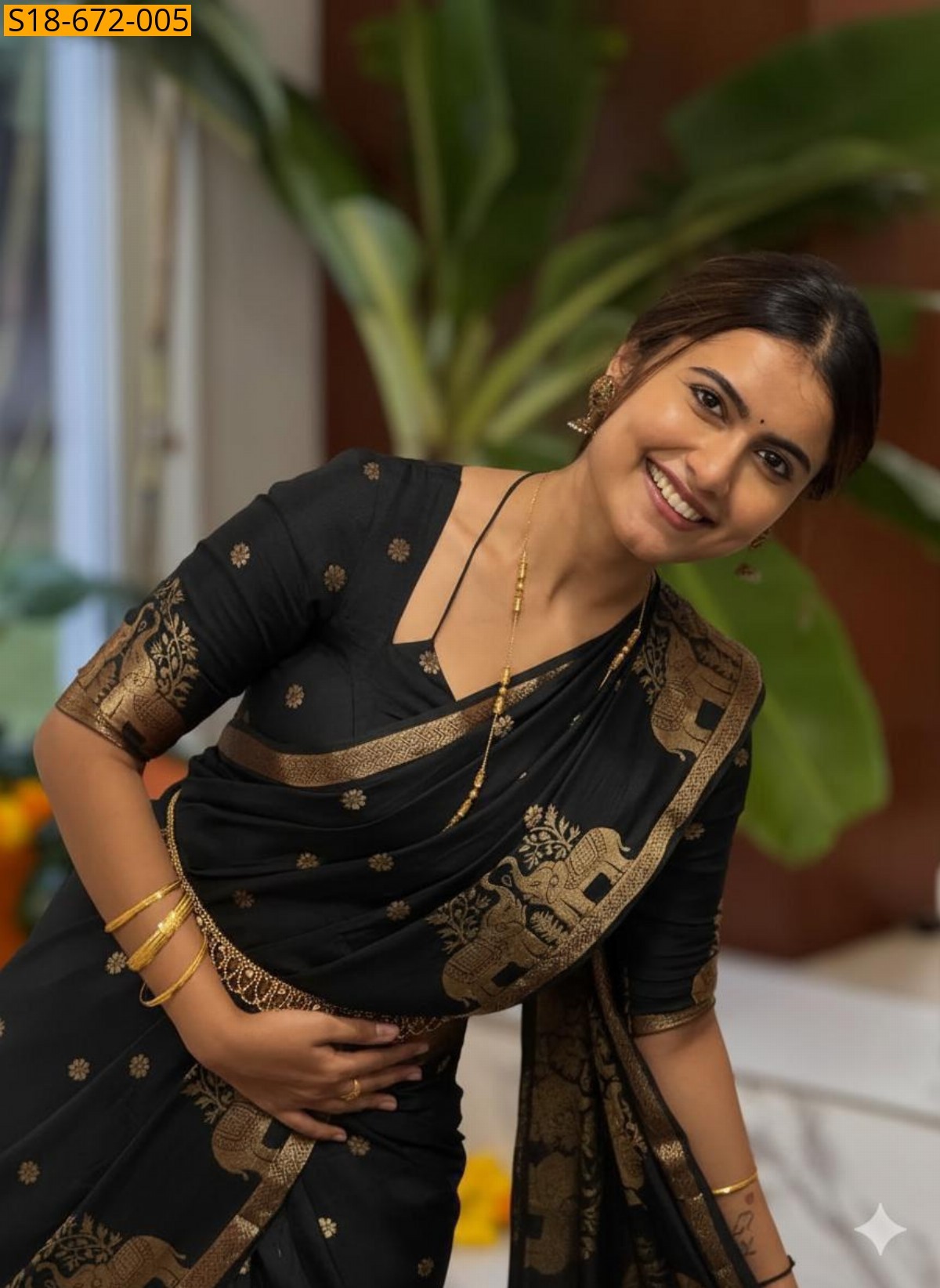 Black Fancy Muslin Silk Saree