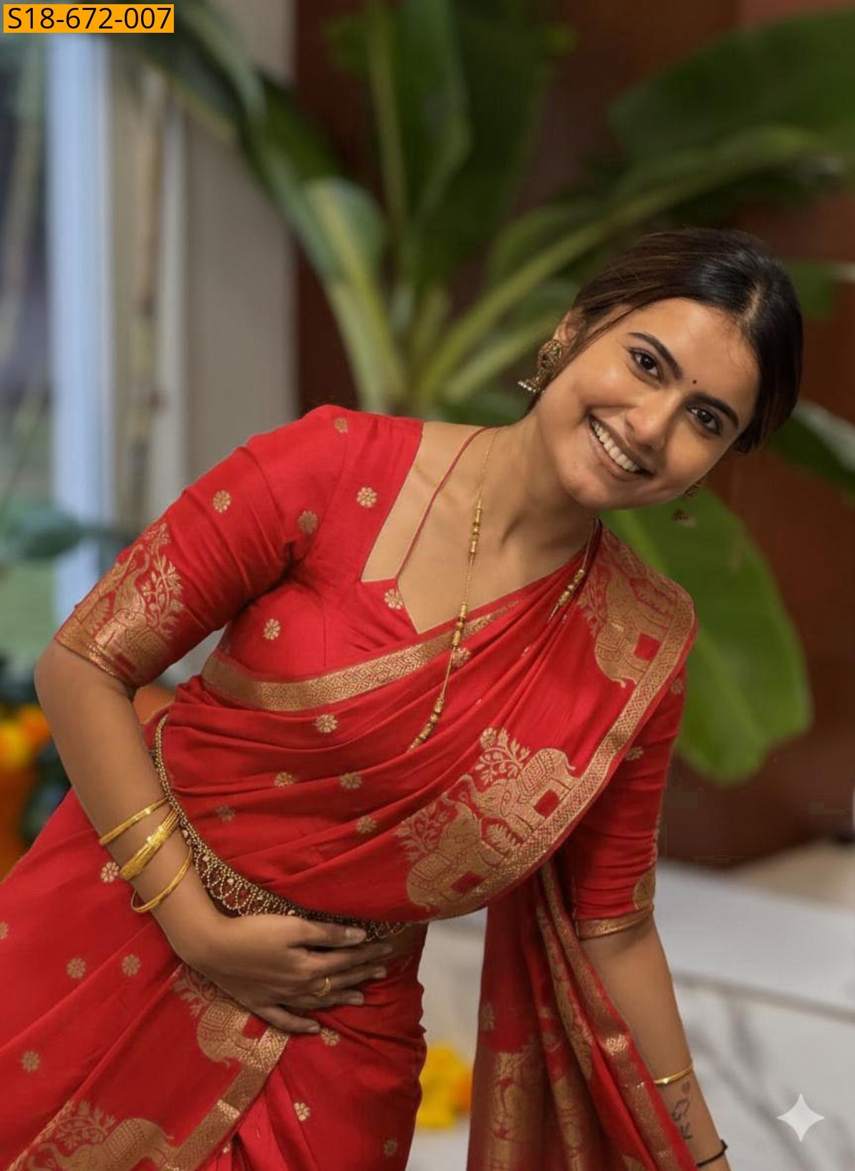 Red Fancy Muslin Silk Saree