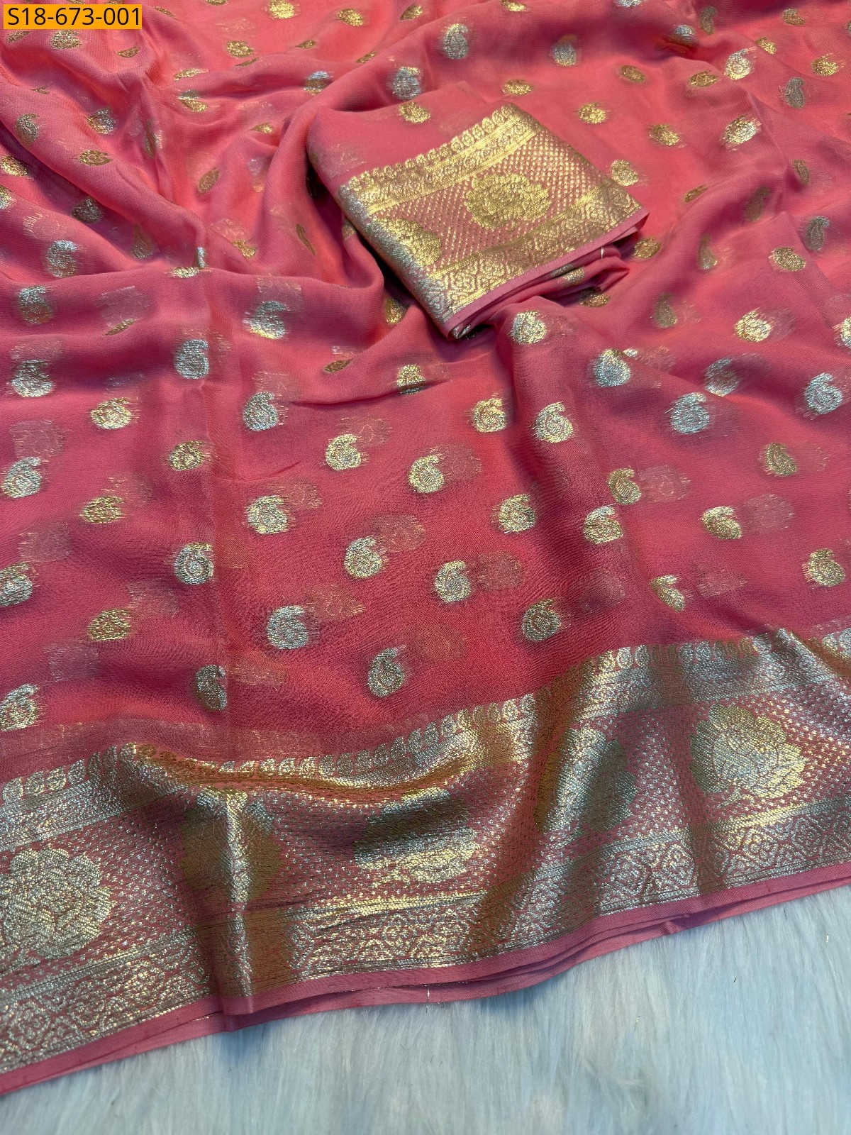 Rose Viscose Georgette Saree