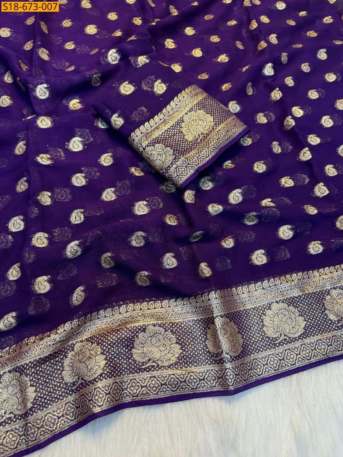Dark violet Viscose Georgette Saree