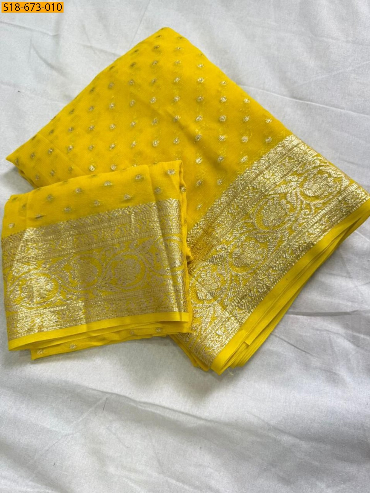 Yellow Fancy Viscose Georgette Saree