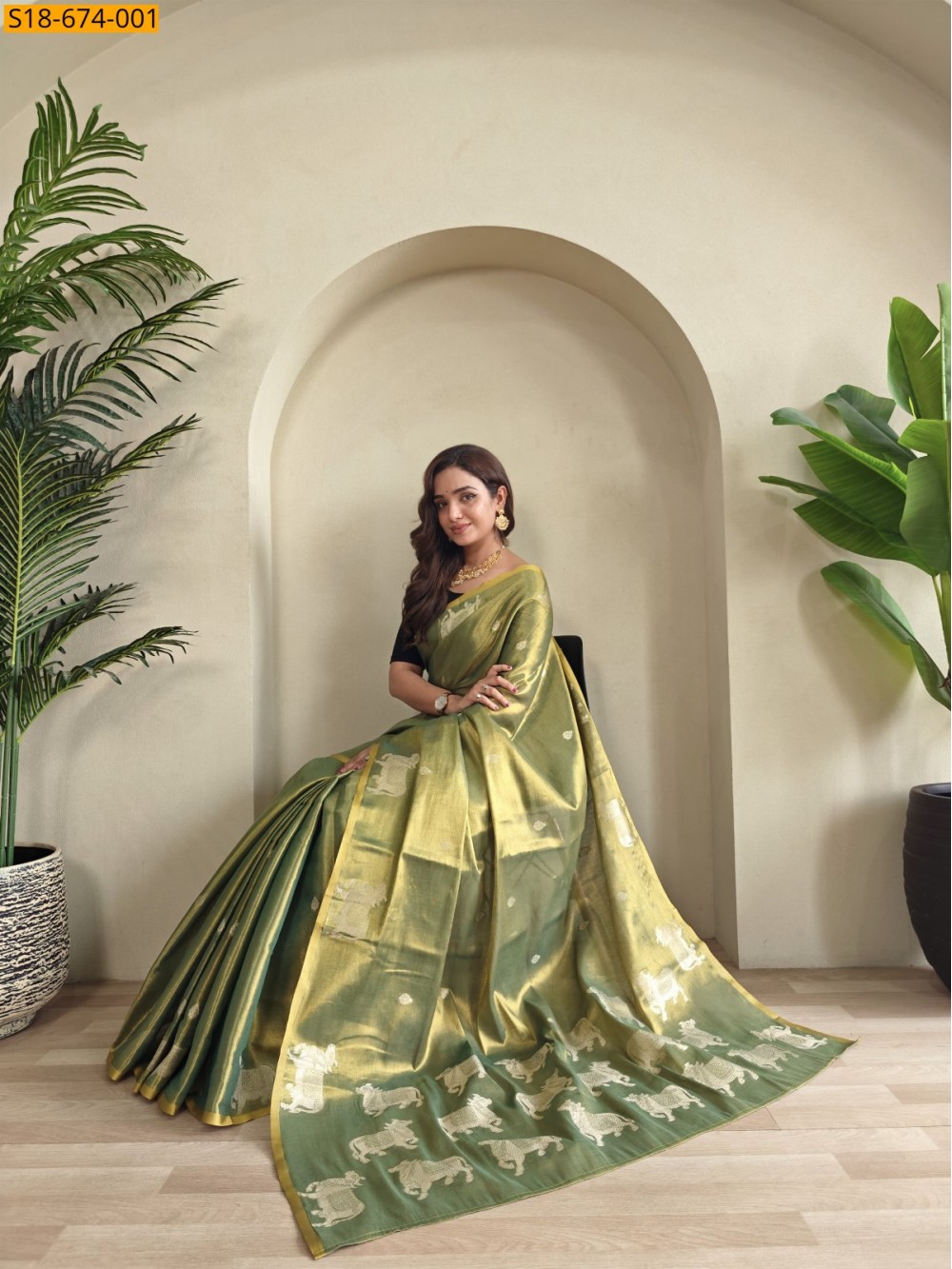 Premium Zari Tissue Saree