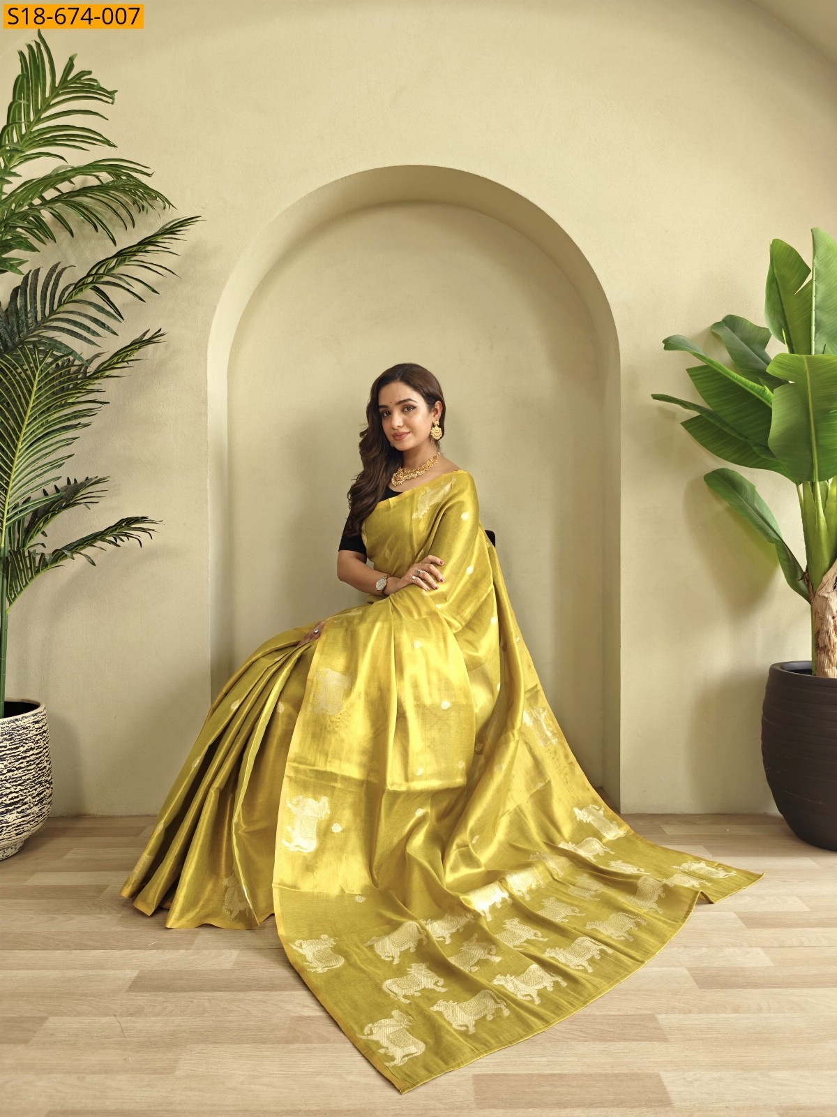 Golden Premium Zari Tissue Saree