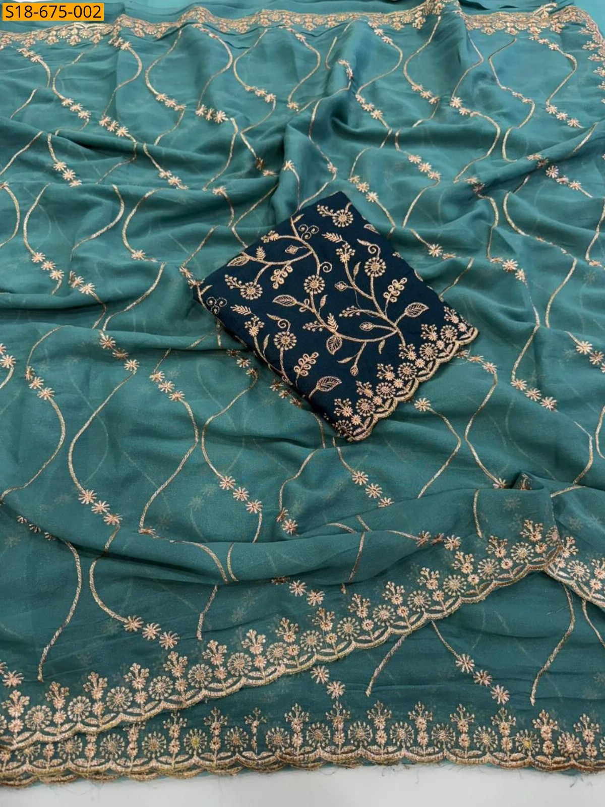 Rama Green Star georgette Saree