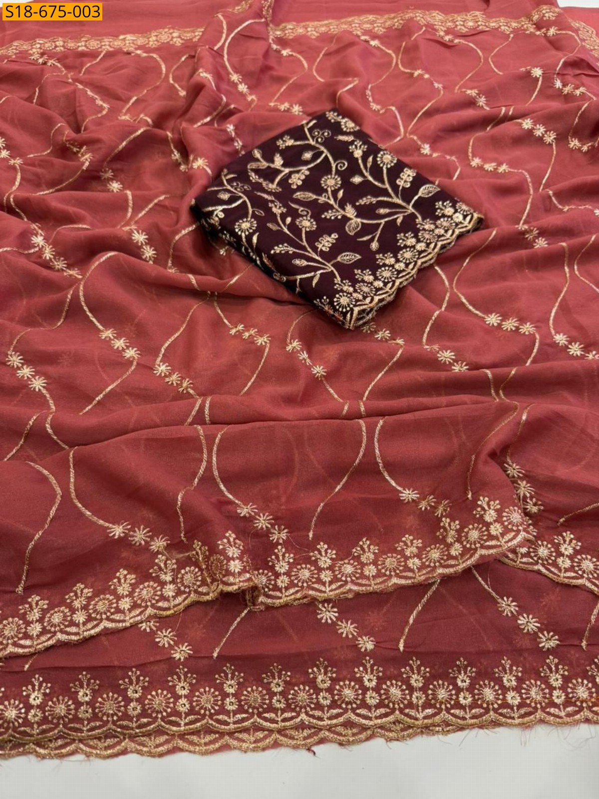 Maroon Star georgette Saree