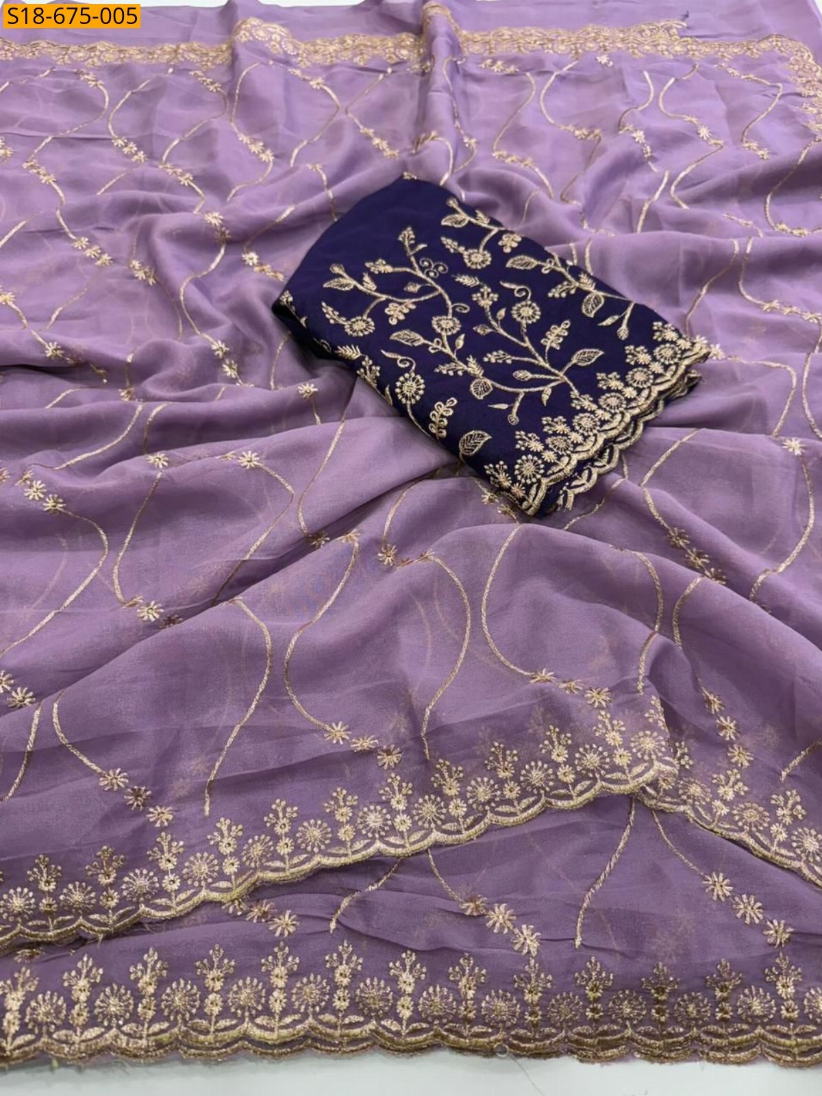 Lavendar Star georgette Saree