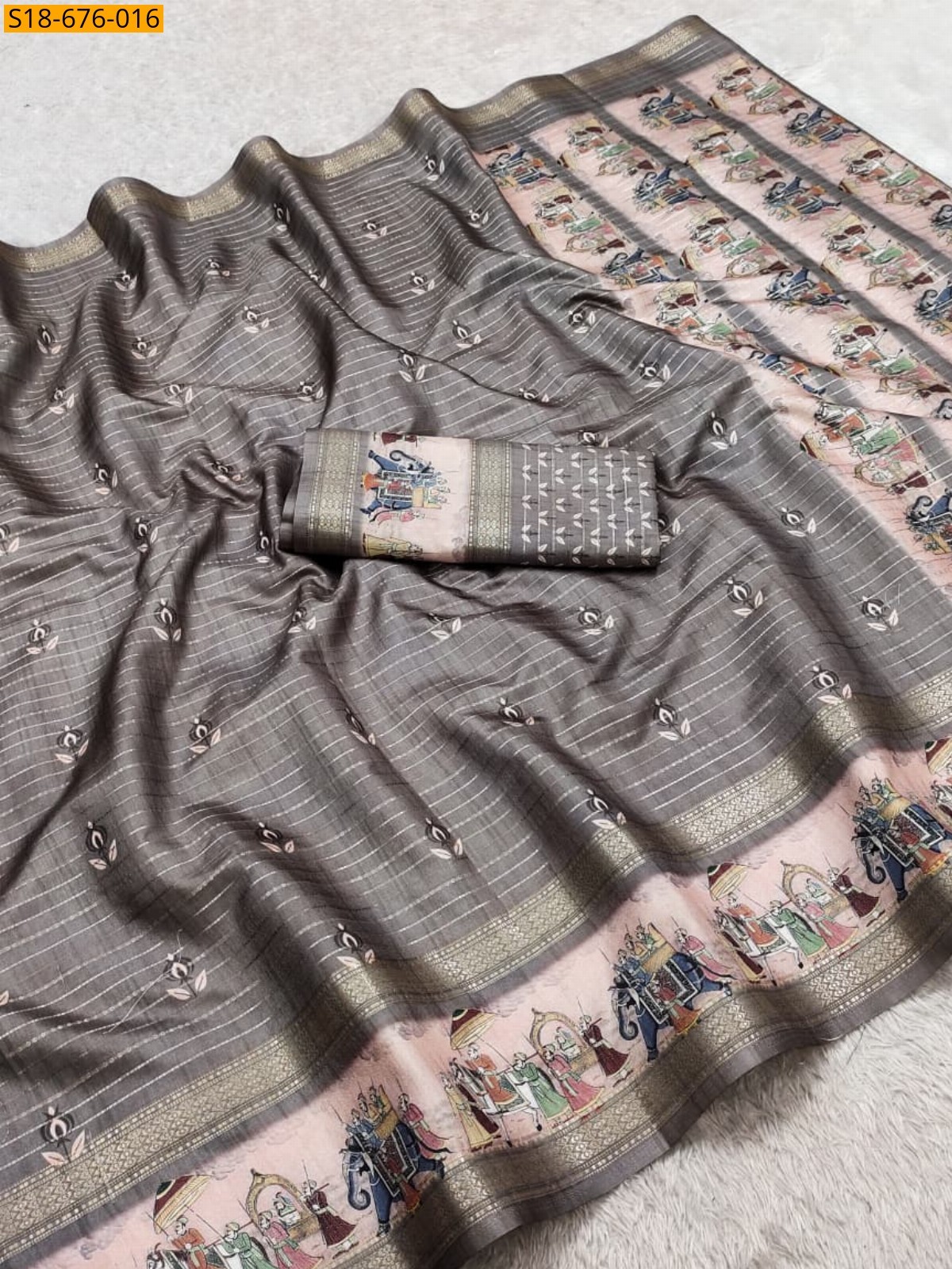 Brown Fancy Cotton Saree