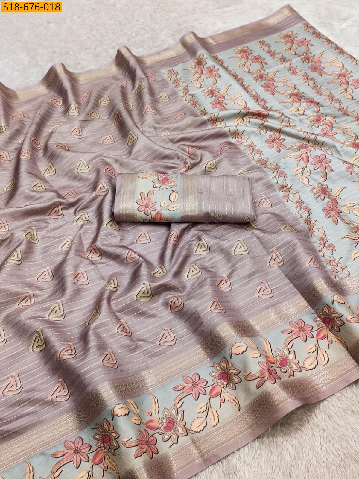 Brown Fancy Cotton Saree