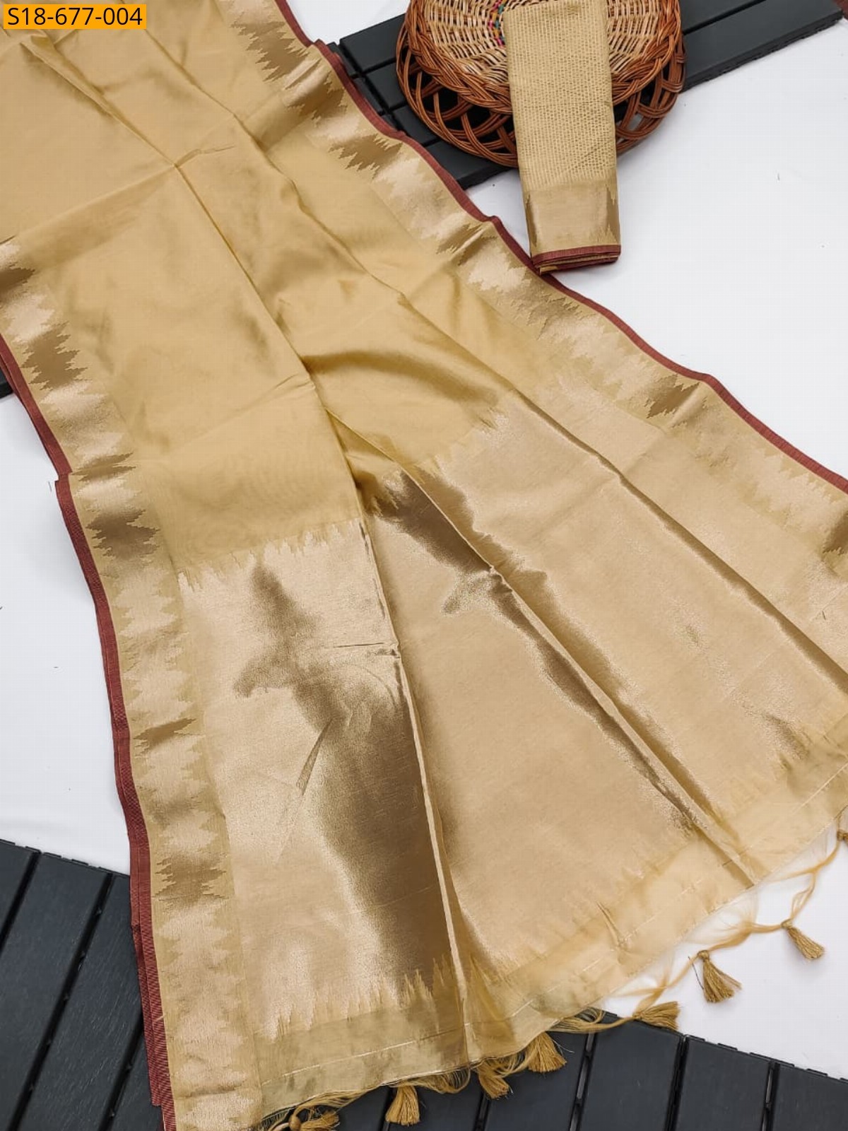 Sandal Fancy khadi raw silk sarees