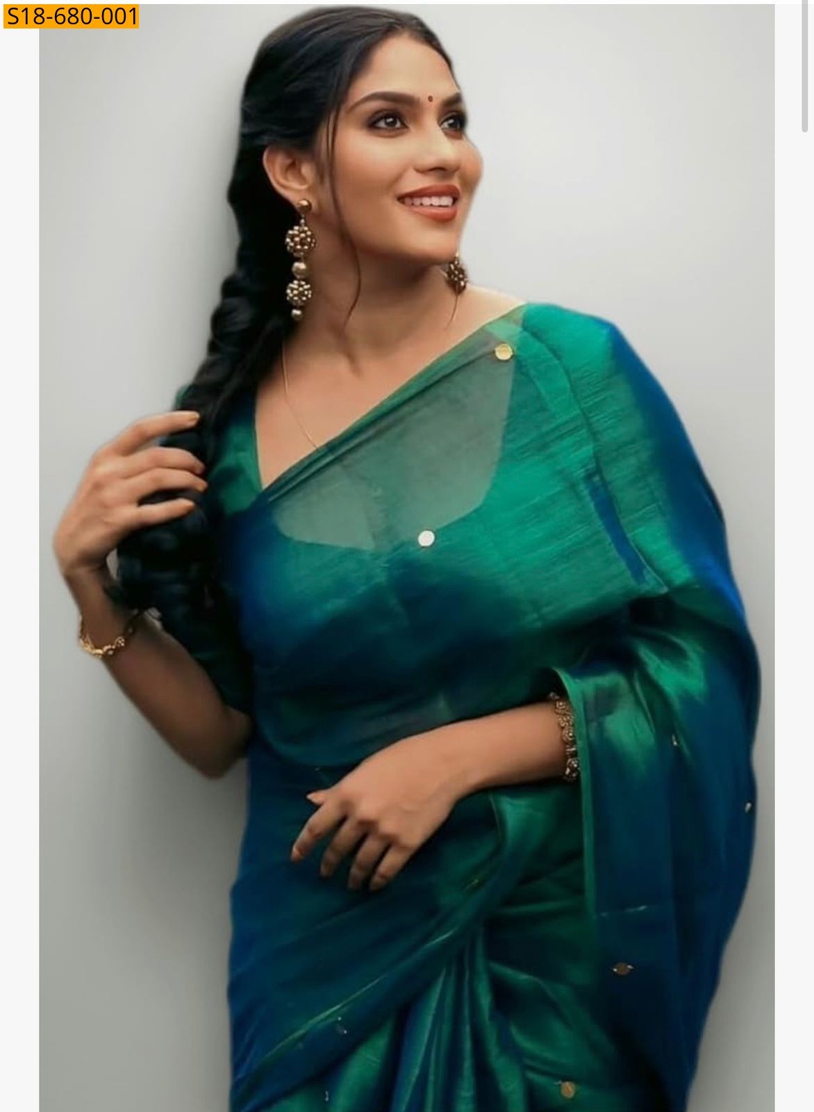 Peacock Blue Raga Tissue Saree