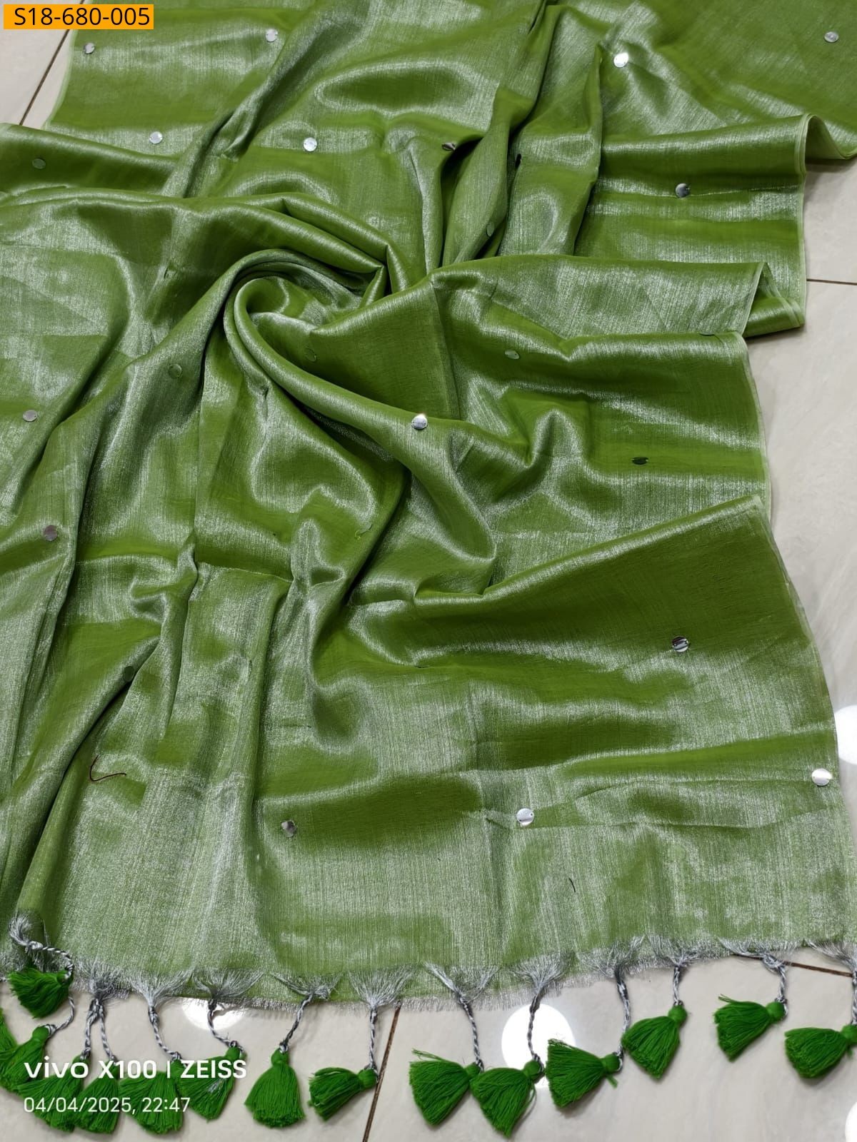 Green Fancy Linen Blooming Sarees