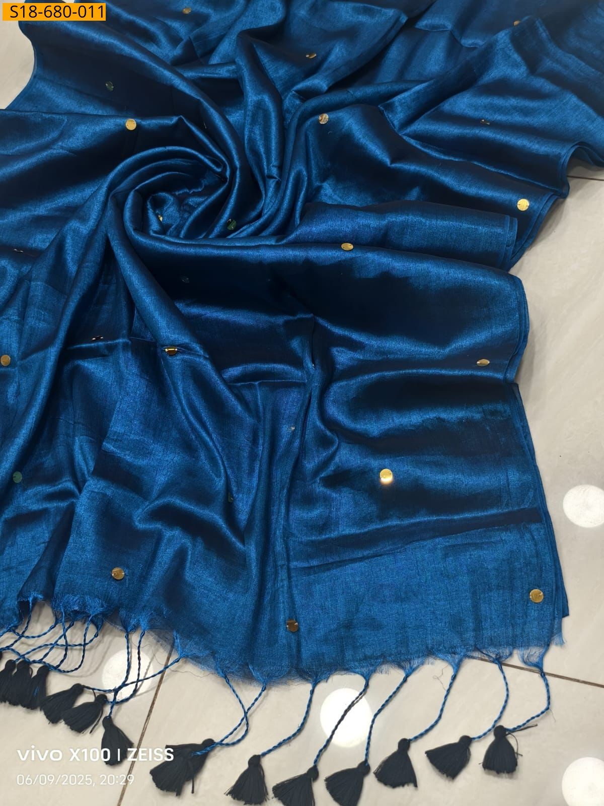 Blue Fancy Linen Blooming Sarees