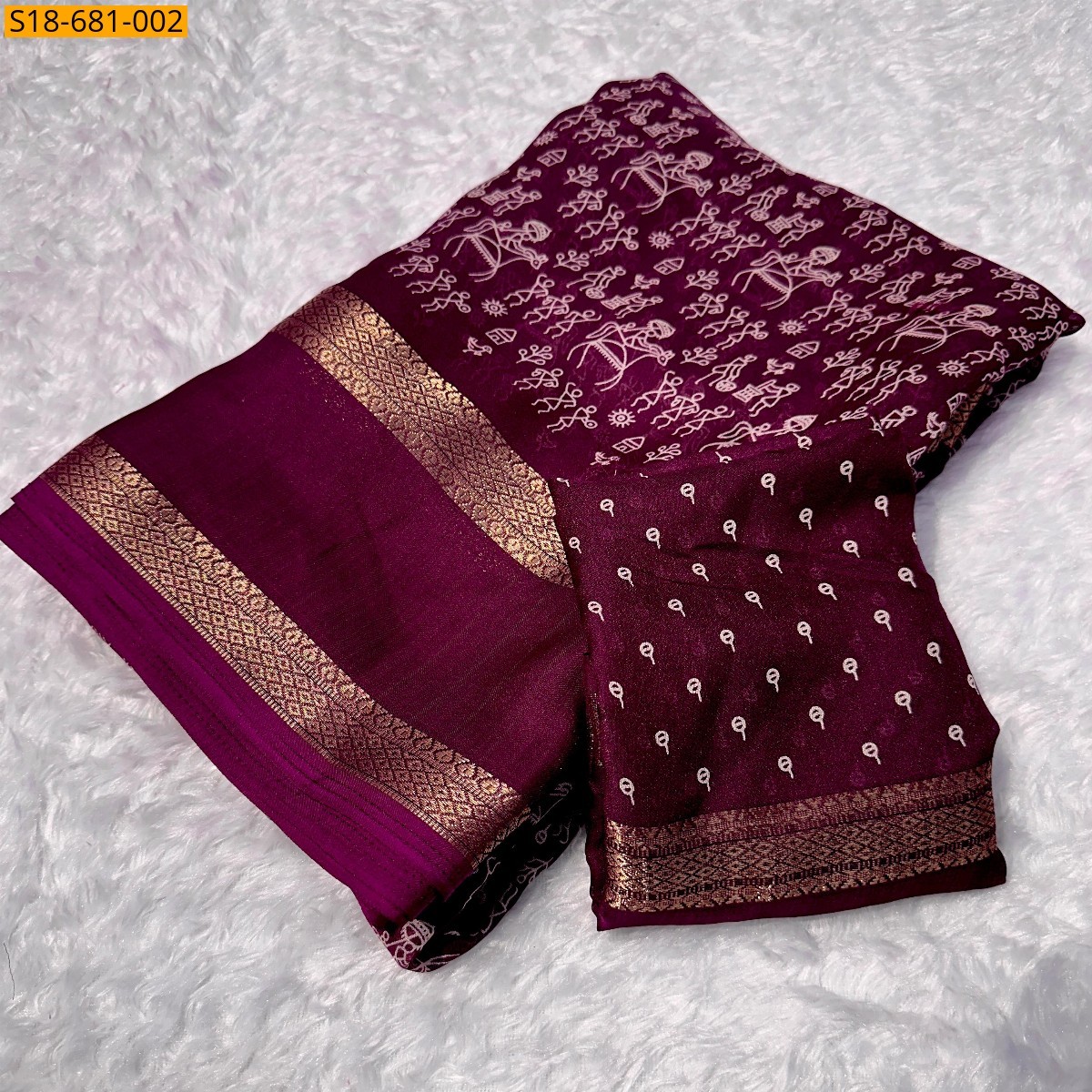 Wine Fancy Georgette sarees
