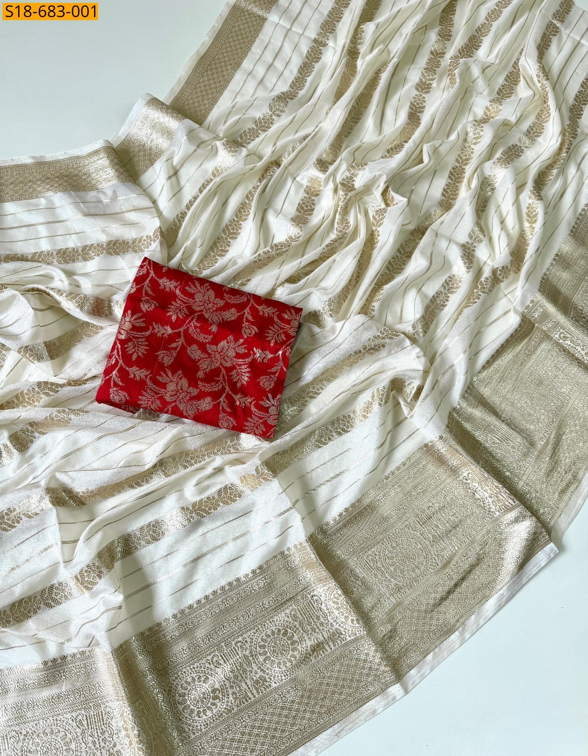 White Fancy Viscose Georgette sarees