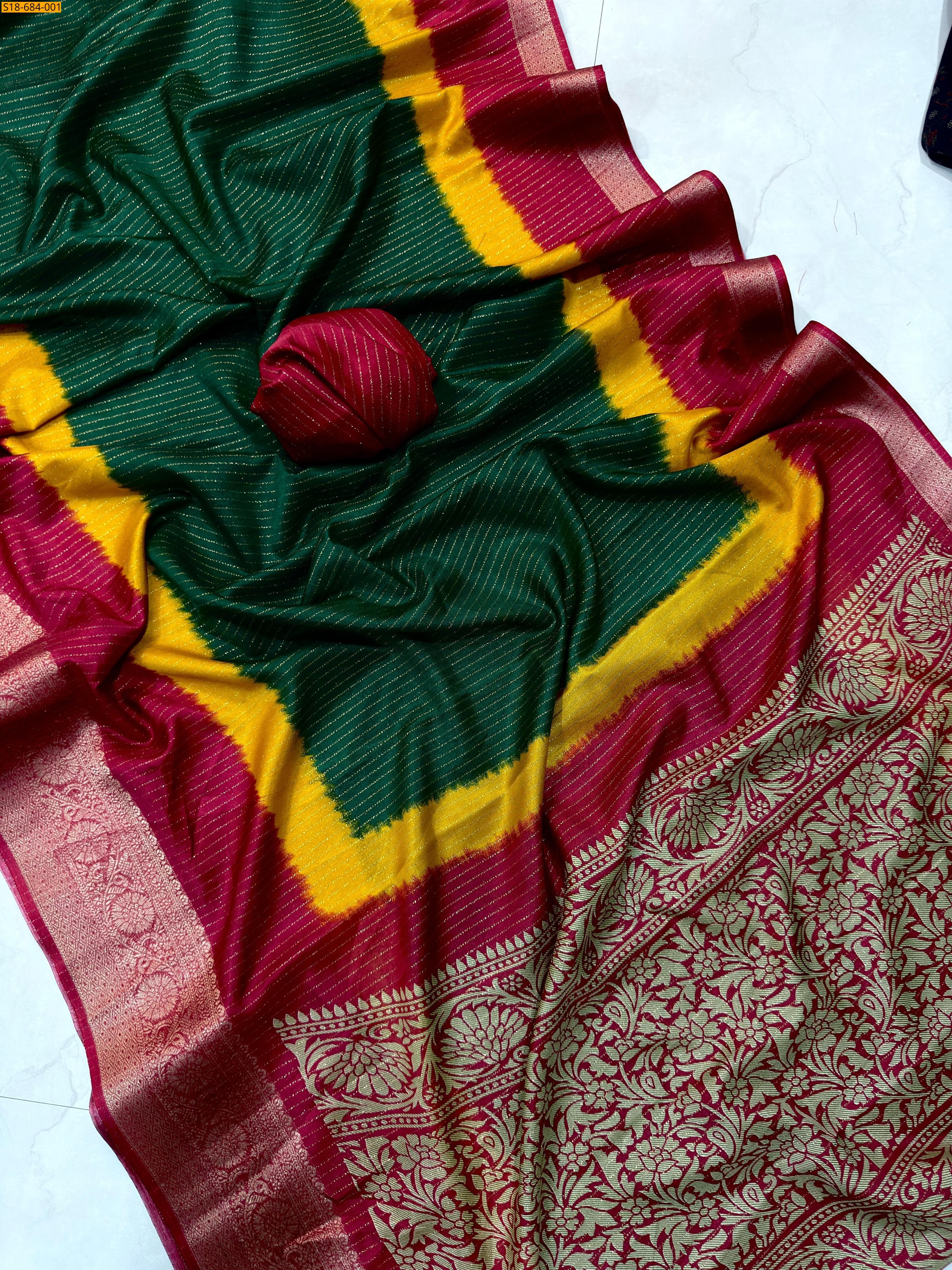 Green Fancy Rekko Zari sarees