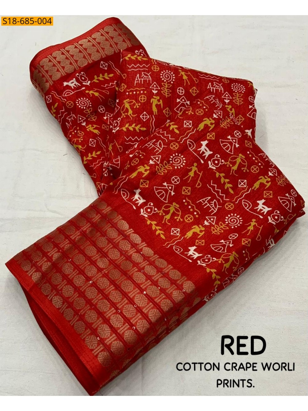 Fancy crape worli sarees