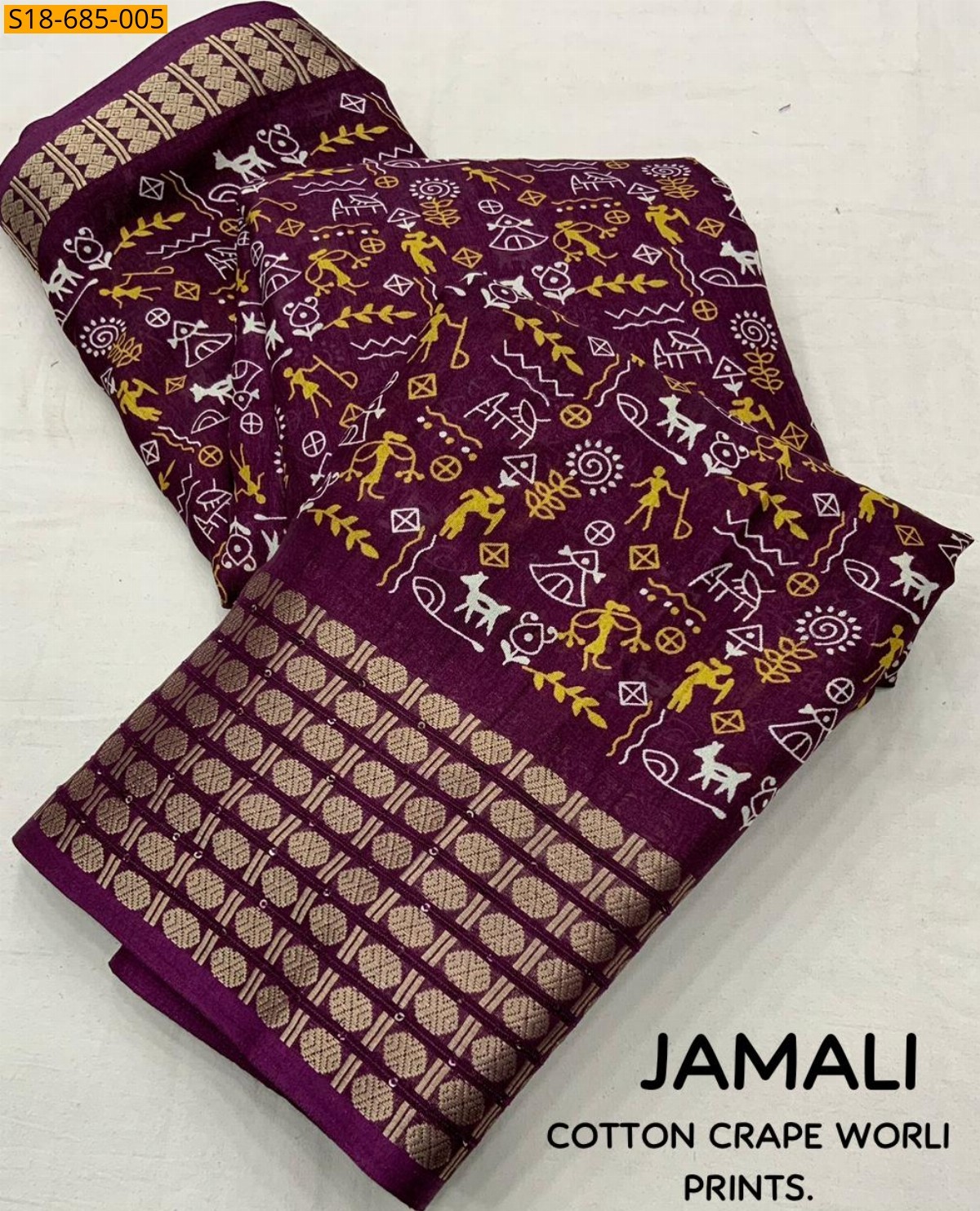 Jamali Fancy crape worli sarees