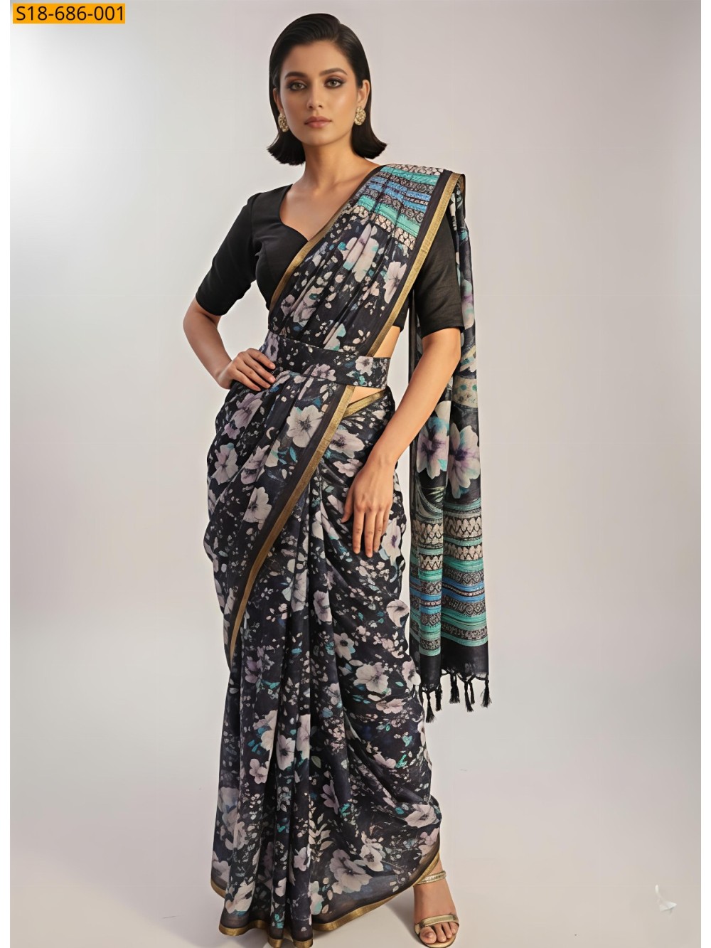 Multi Color Fancy linen blooming sarees Multi Color Fancy linen blooming sarees