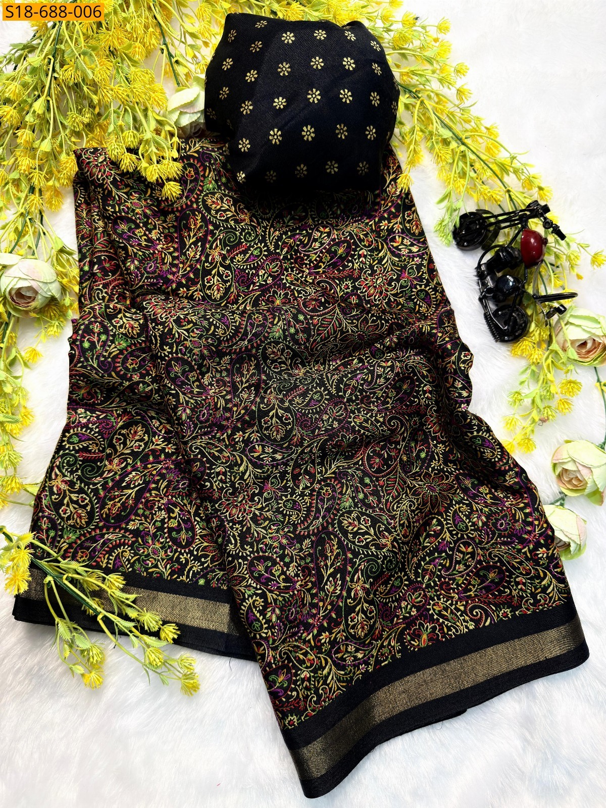 Black Soft mul mul cotton silk sarees