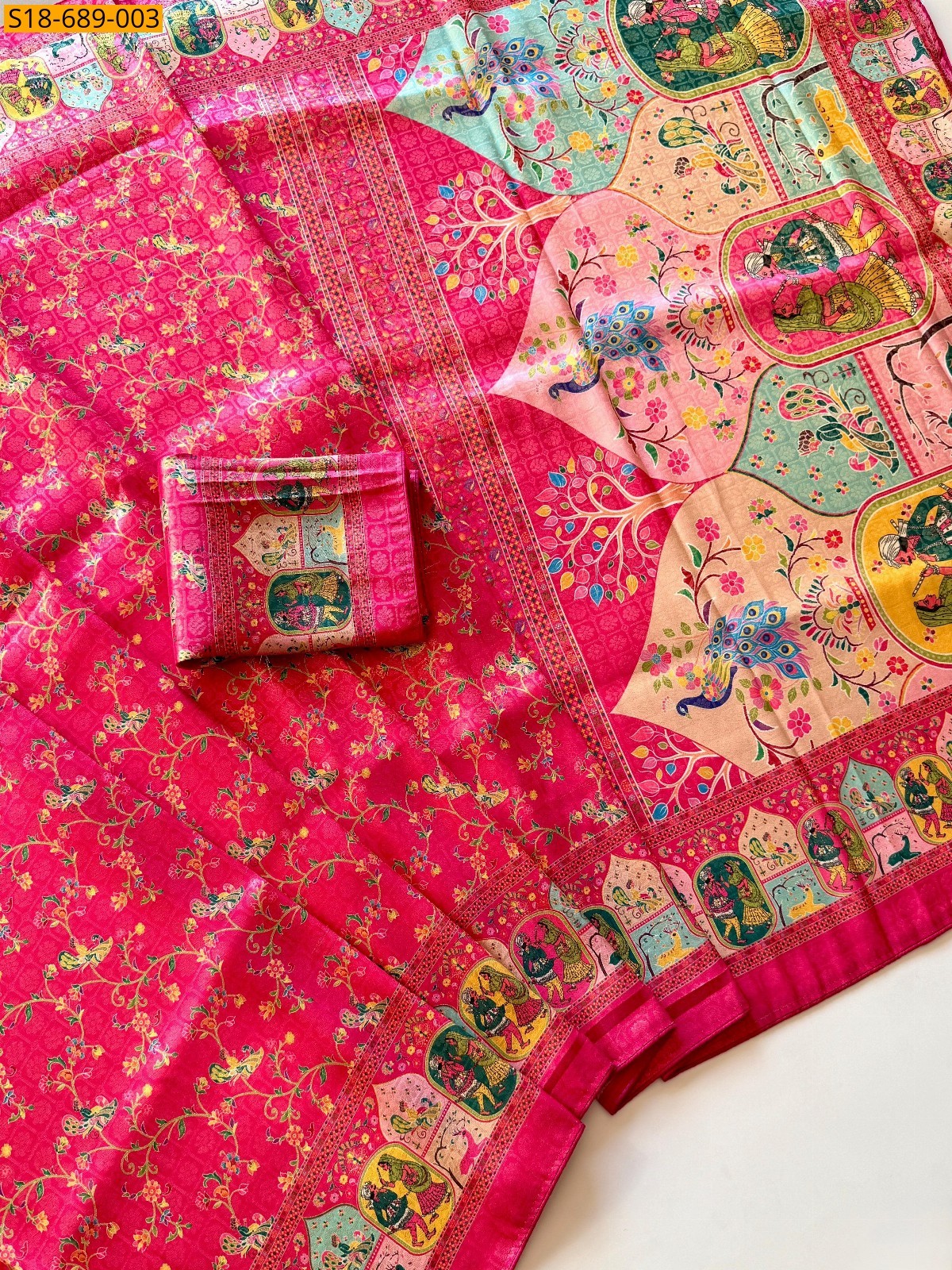 Pink Fancy Soft Silk Saree