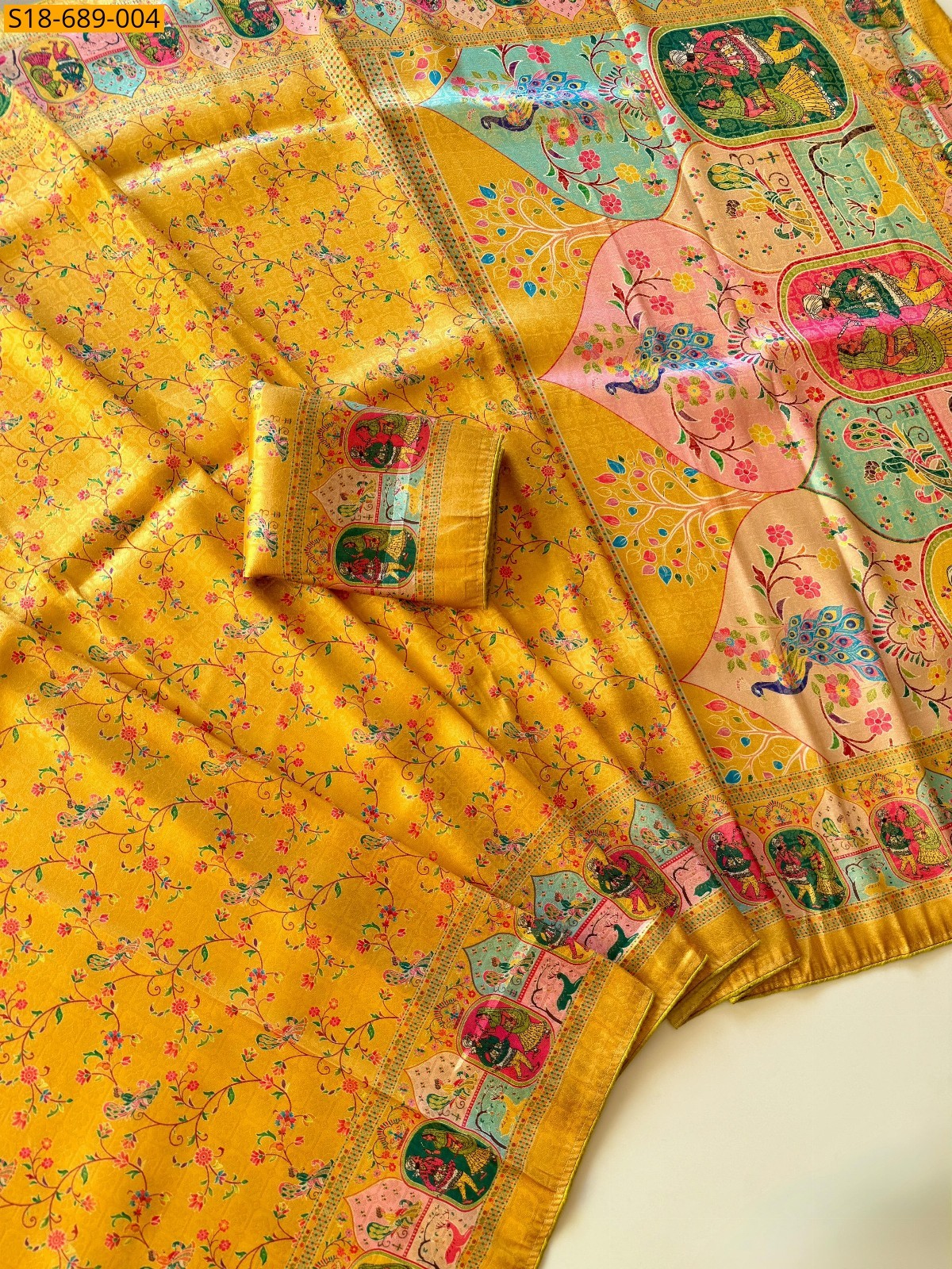 Yellow Fancy Soft Silk Saree
