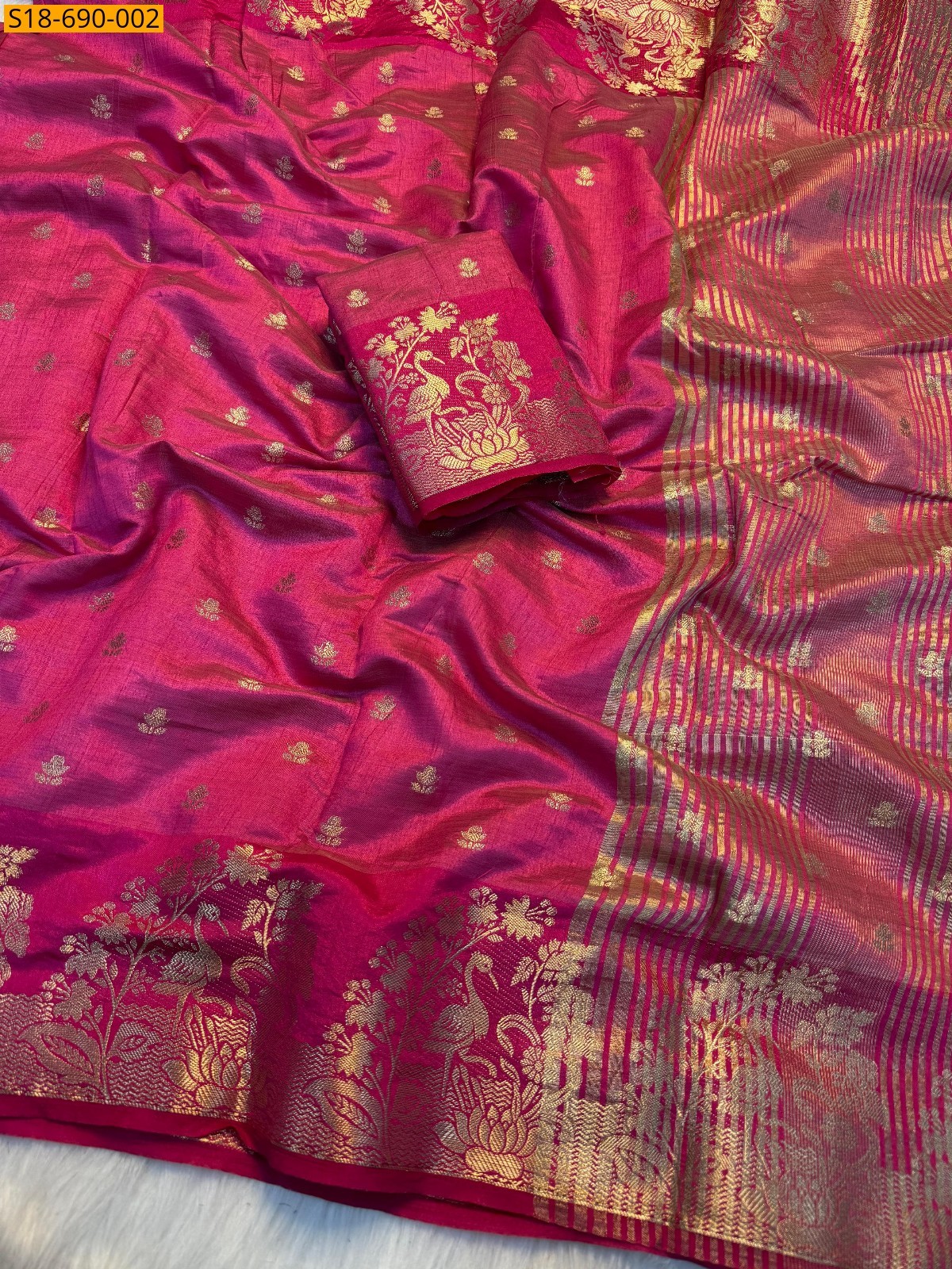 Pink Soft Tusser Silk Saree