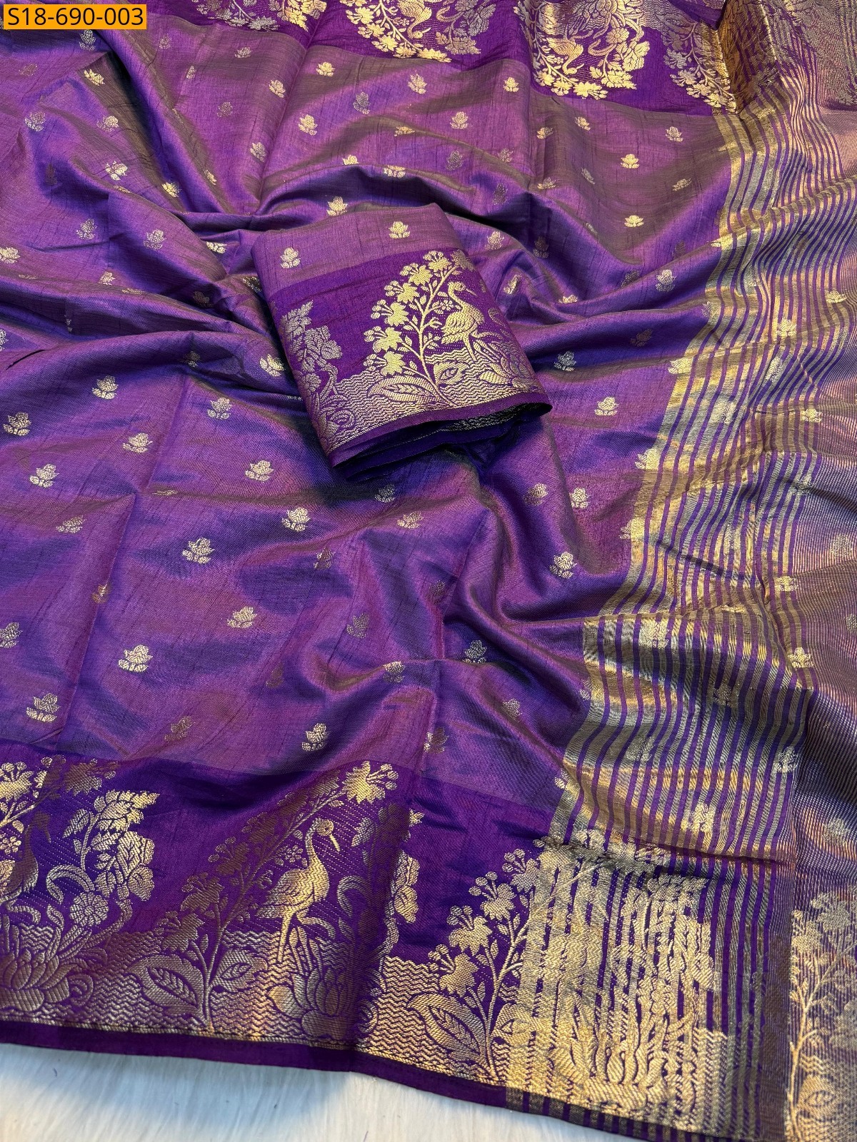 Violet Soft Tusser Silk Saree