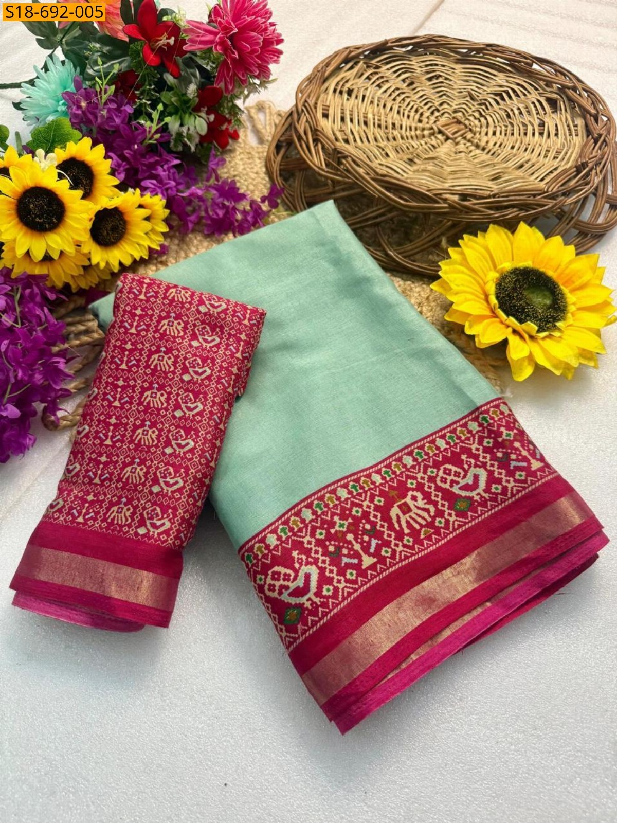 Sea Green Fancy mul mul cotton sarees