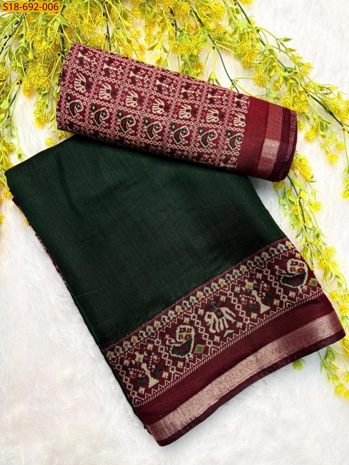Bottle Green Fancy mul mul cotton sarees