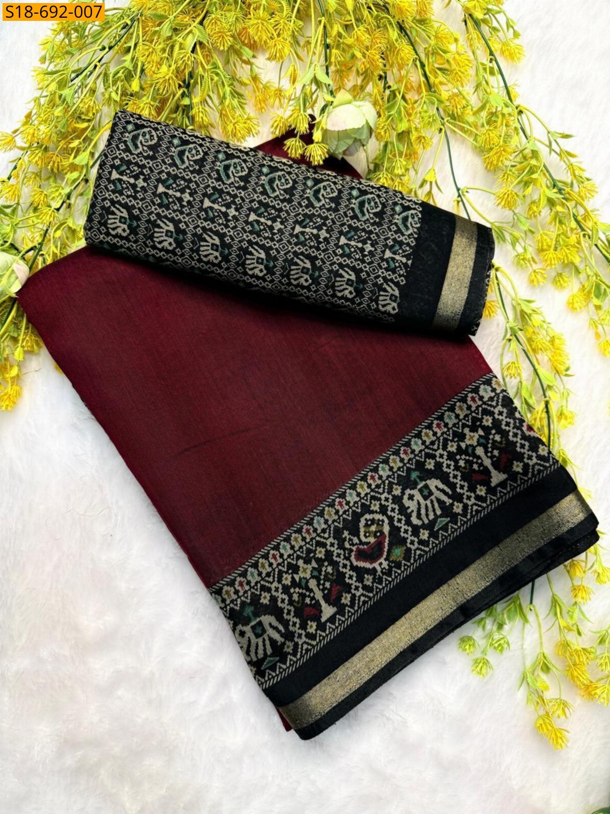 Maroon Fancy mul mul cotton sarees