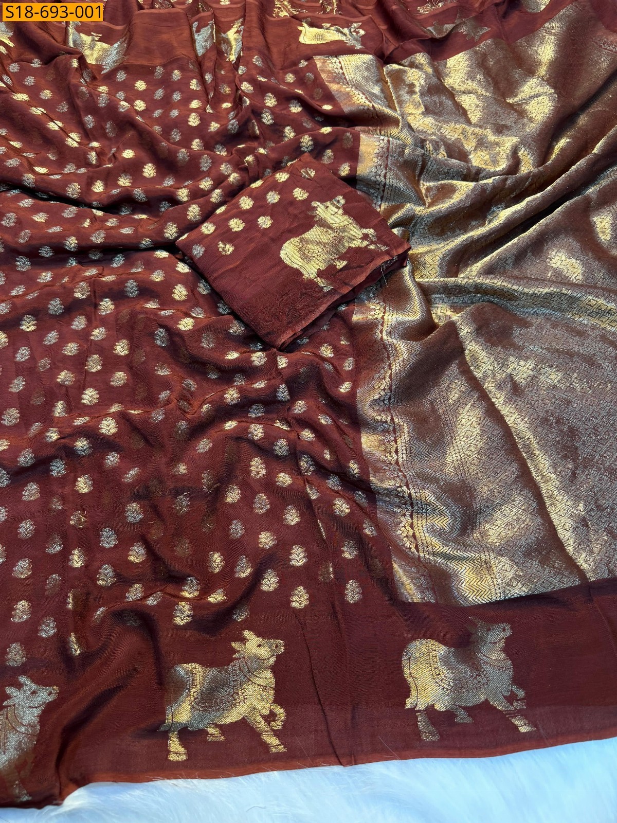 Maroon Fancy Viscose dola Crape silk sarees