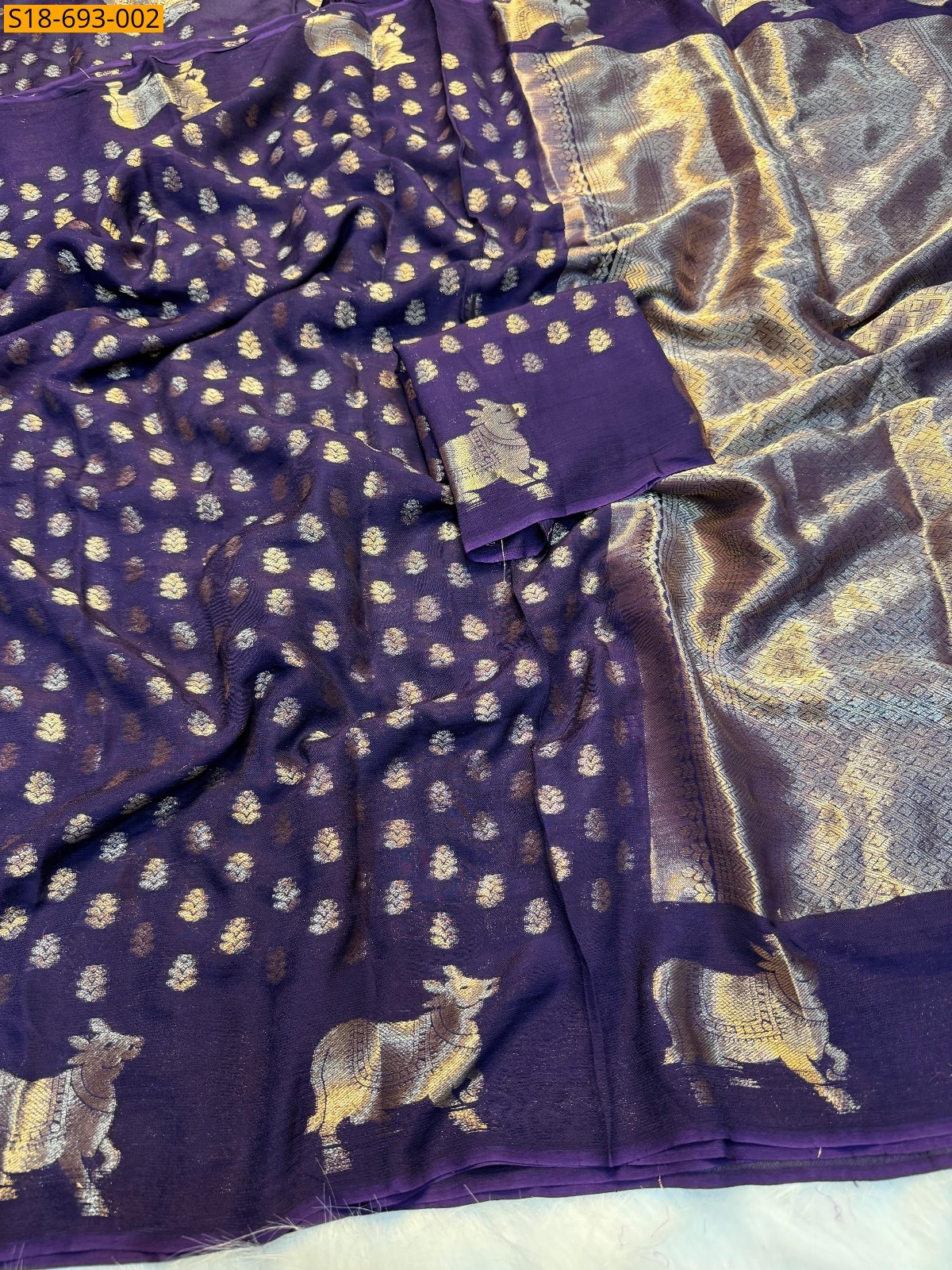 Violet Fancy Viscose dola Crape silk sarees