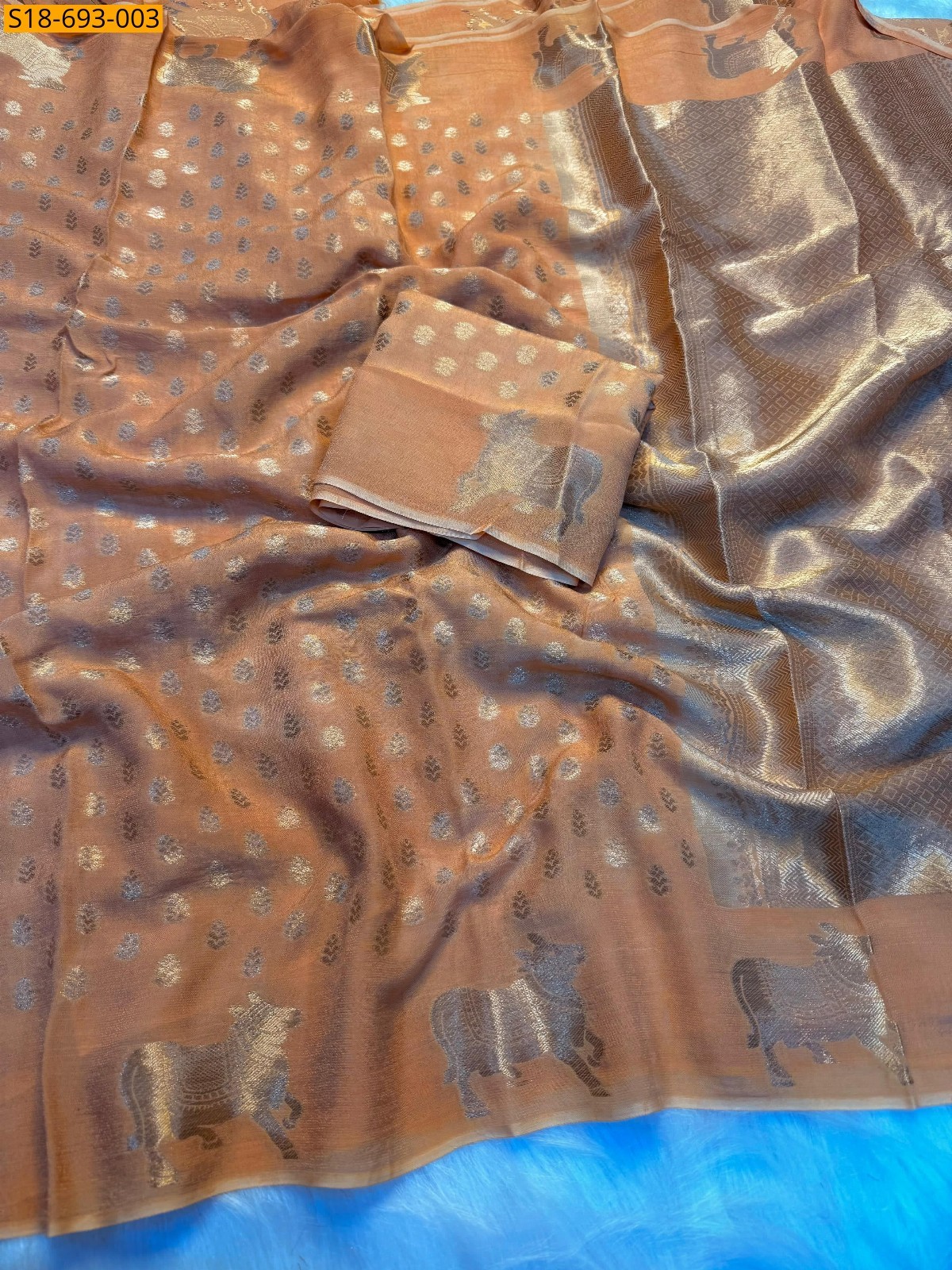 Light brown Fancy Viscose dola Crape silk sarees