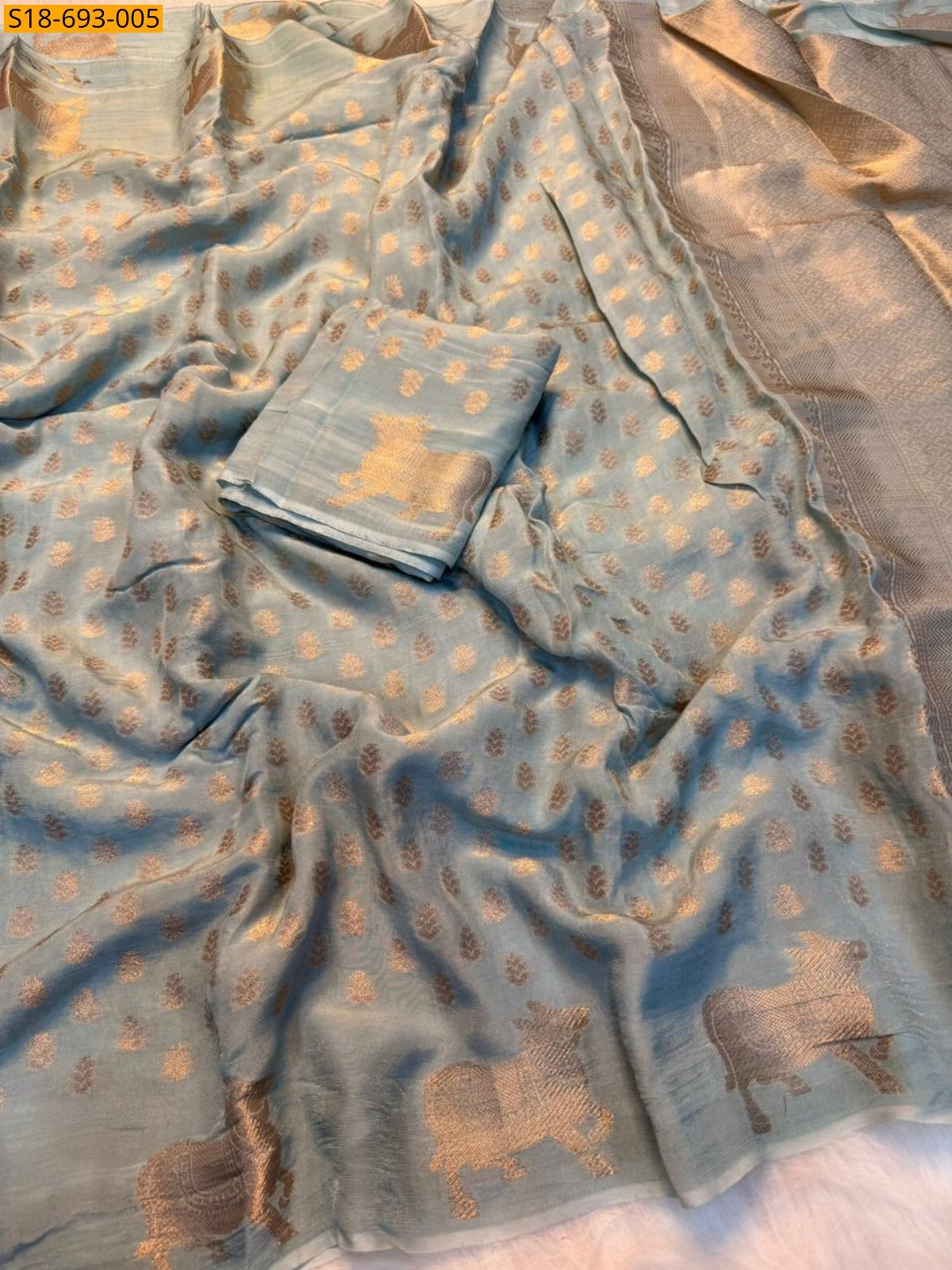 Grey Fancy Viscose dola Crape silk sarees