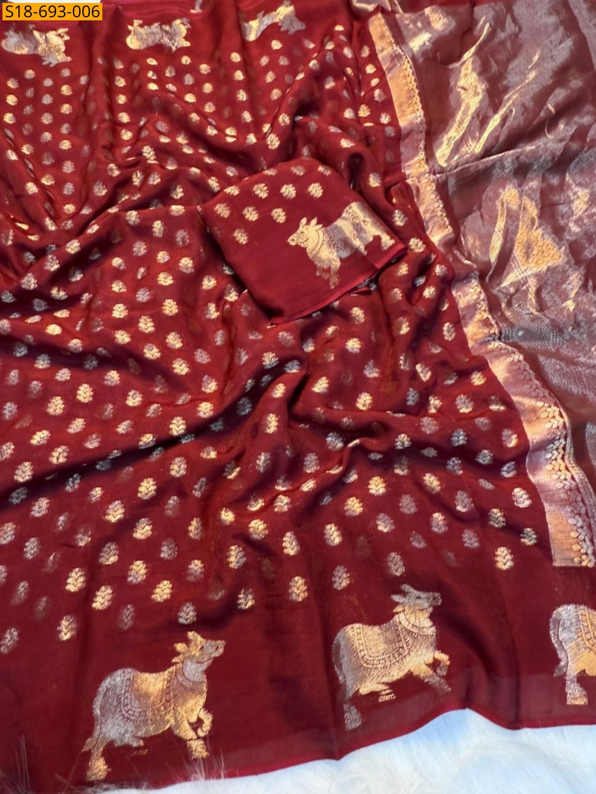 Maroon Fancy Viscose dola Crape silk sarees