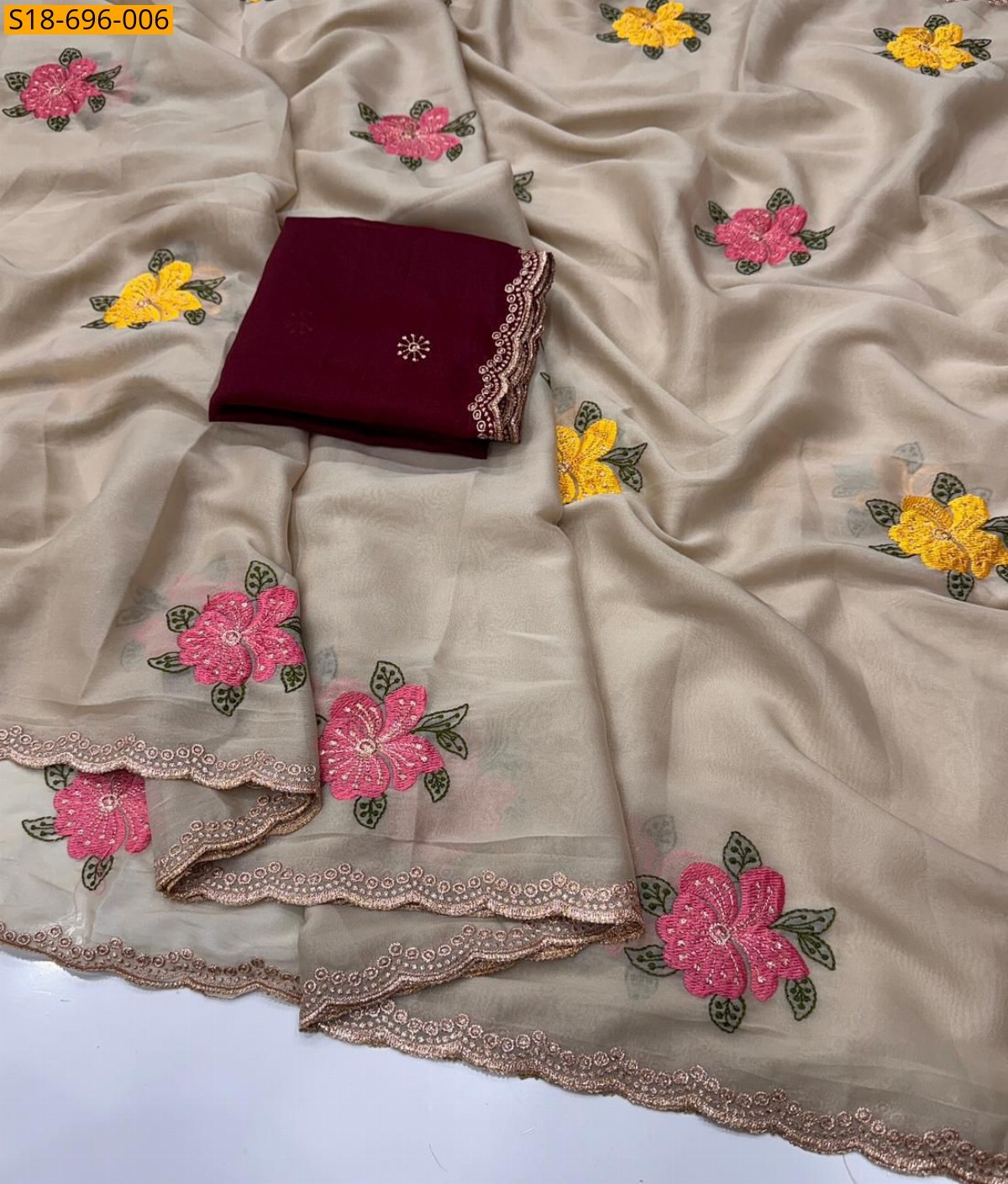 Fancy Georgette embroidery sarees