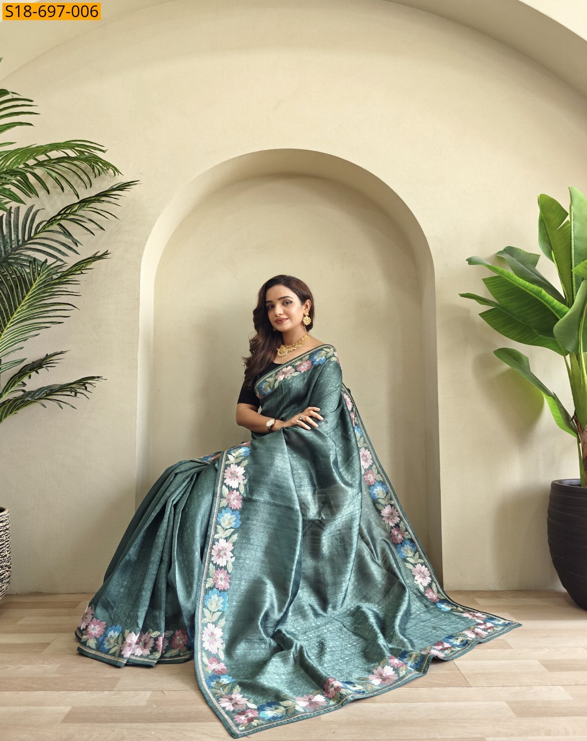 Morpitch Tussar embroidery Sarees