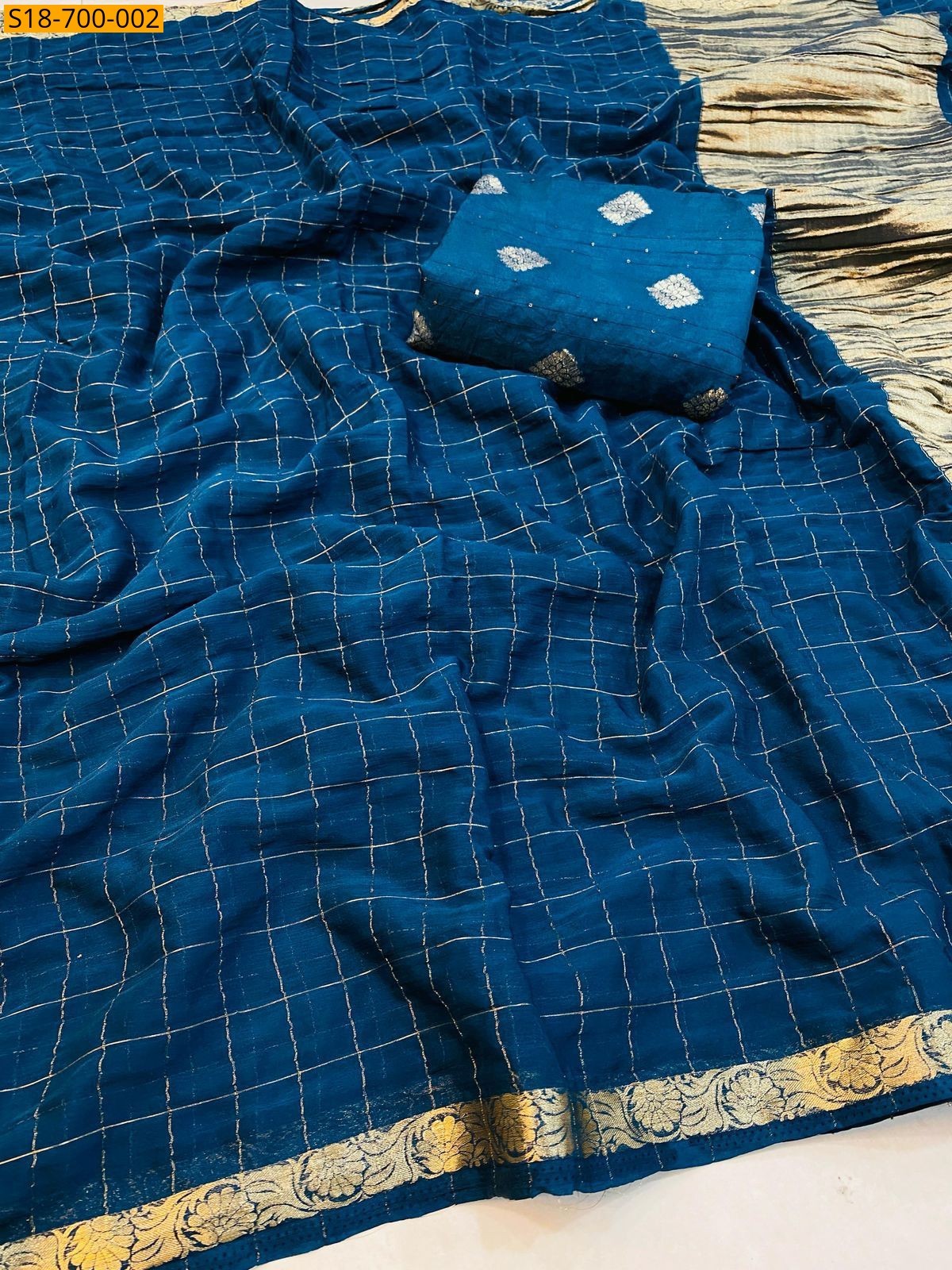 Morpitch Fancy Viscose Checks Sarees